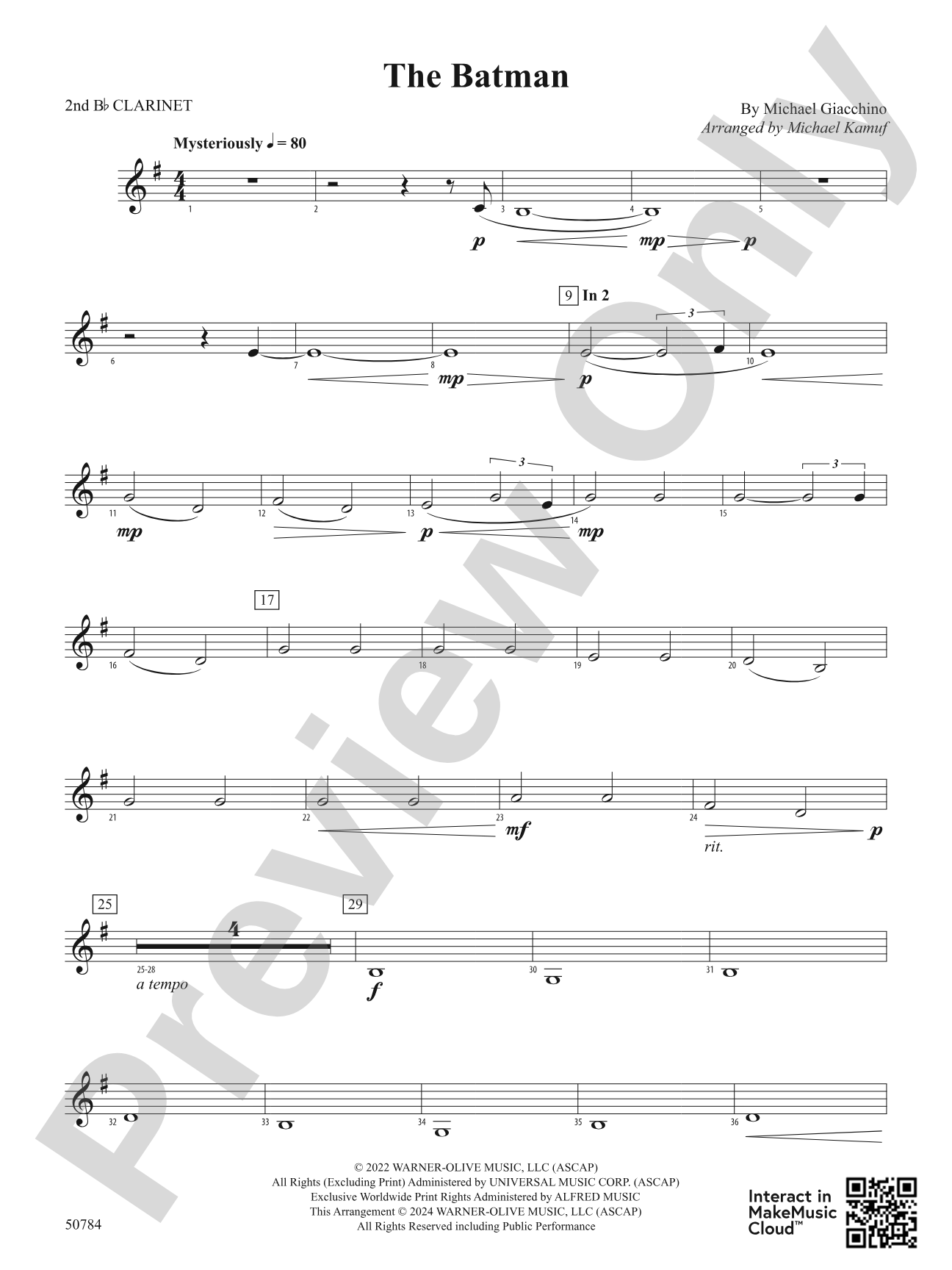The Batman: 2nd B-flat Clarinet