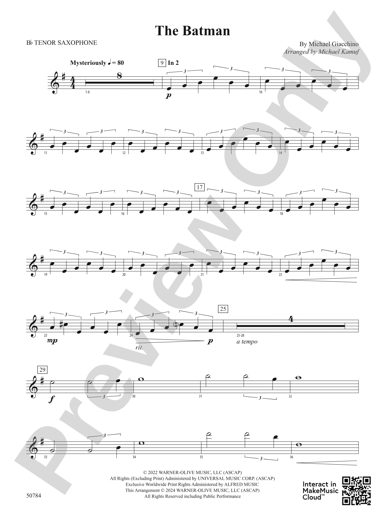 The Batman: B-flat Tenor Saxophone