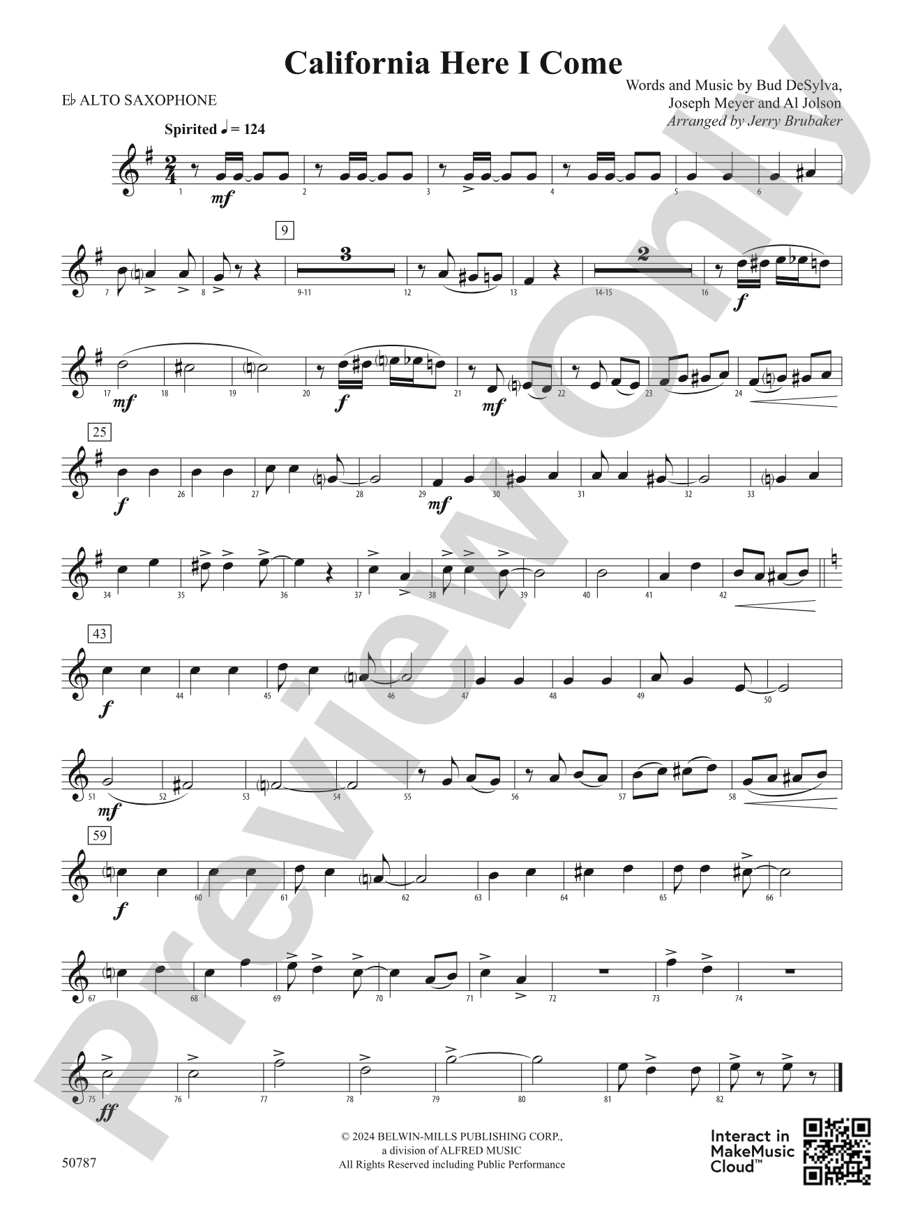 California Here I Come: E-flat Alto Saxophone