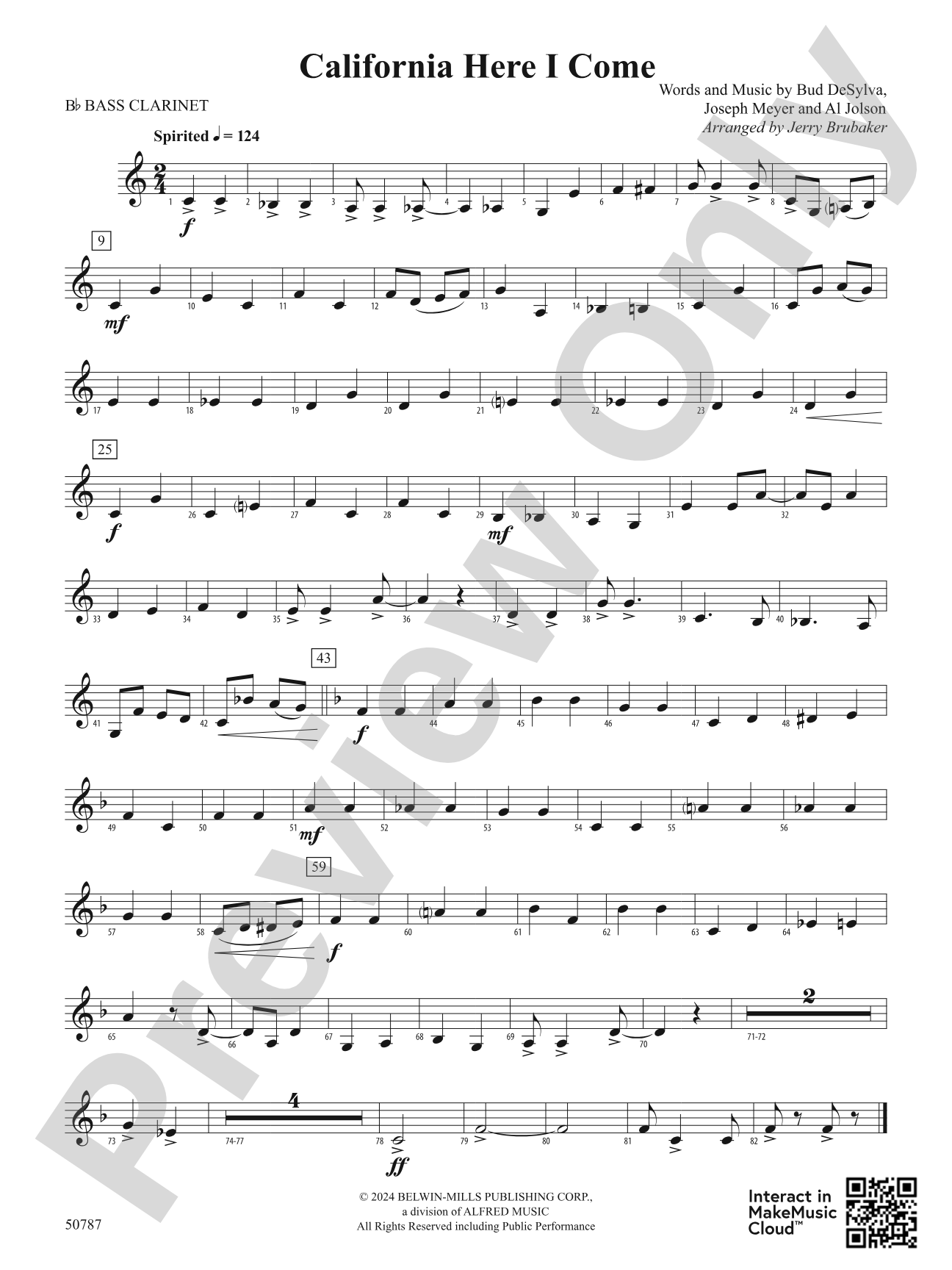 California Here I Come: B-flat Bass Clarinet