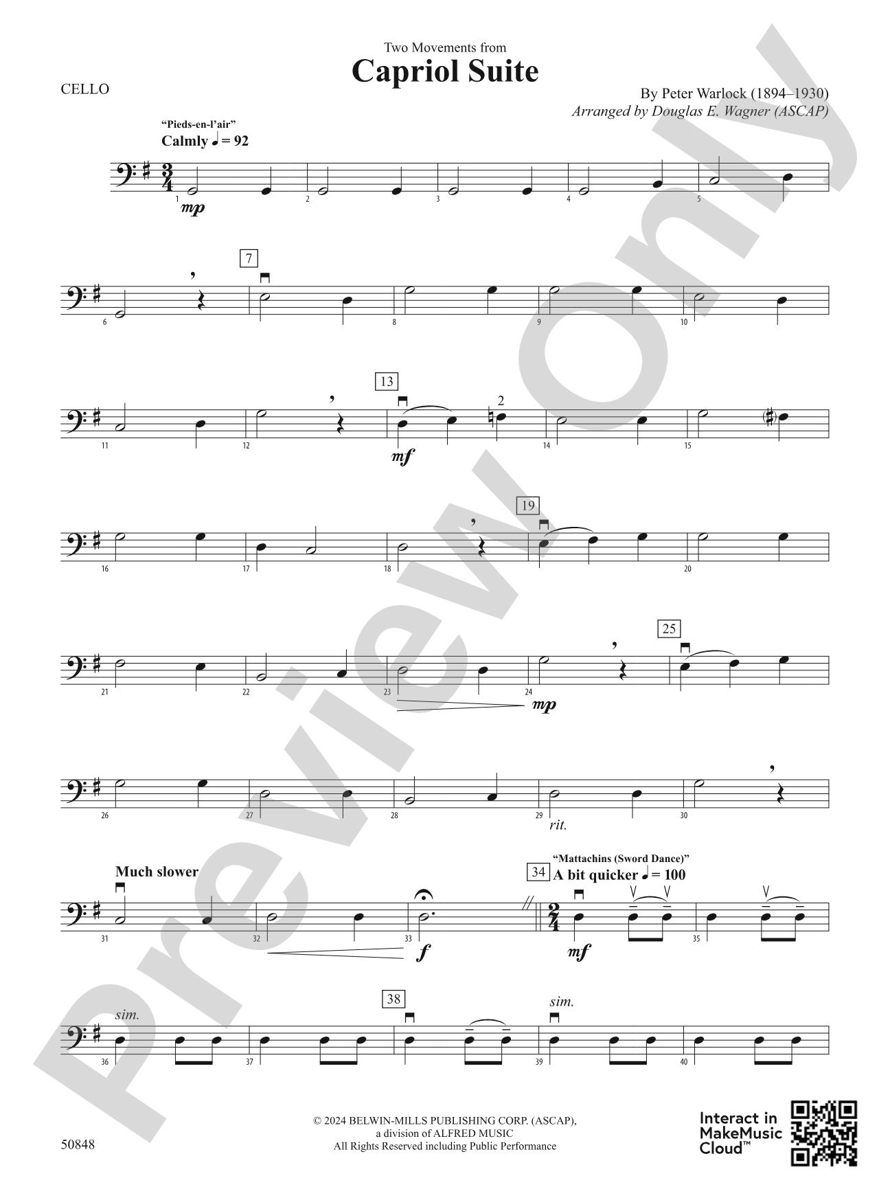 Capriol Suite: Cello