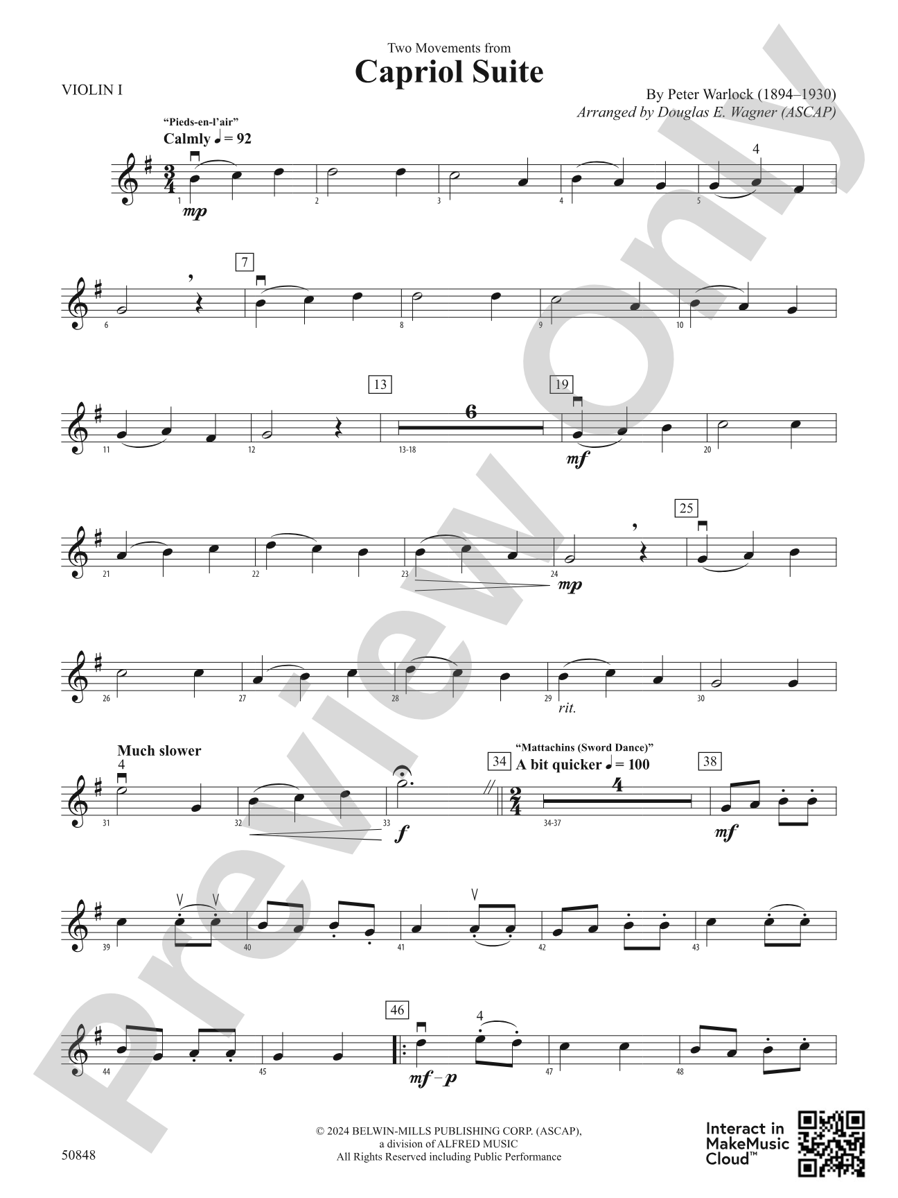 Capriol Suite: 1st Violin