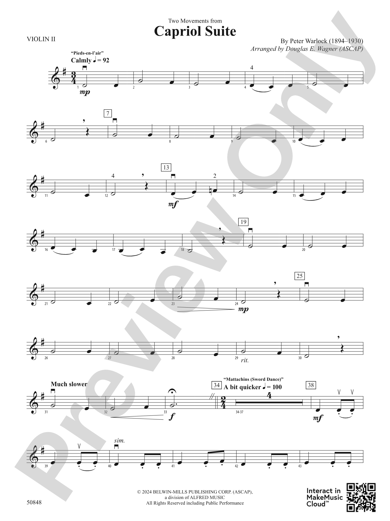 Capriol Suite: 2nd Violin