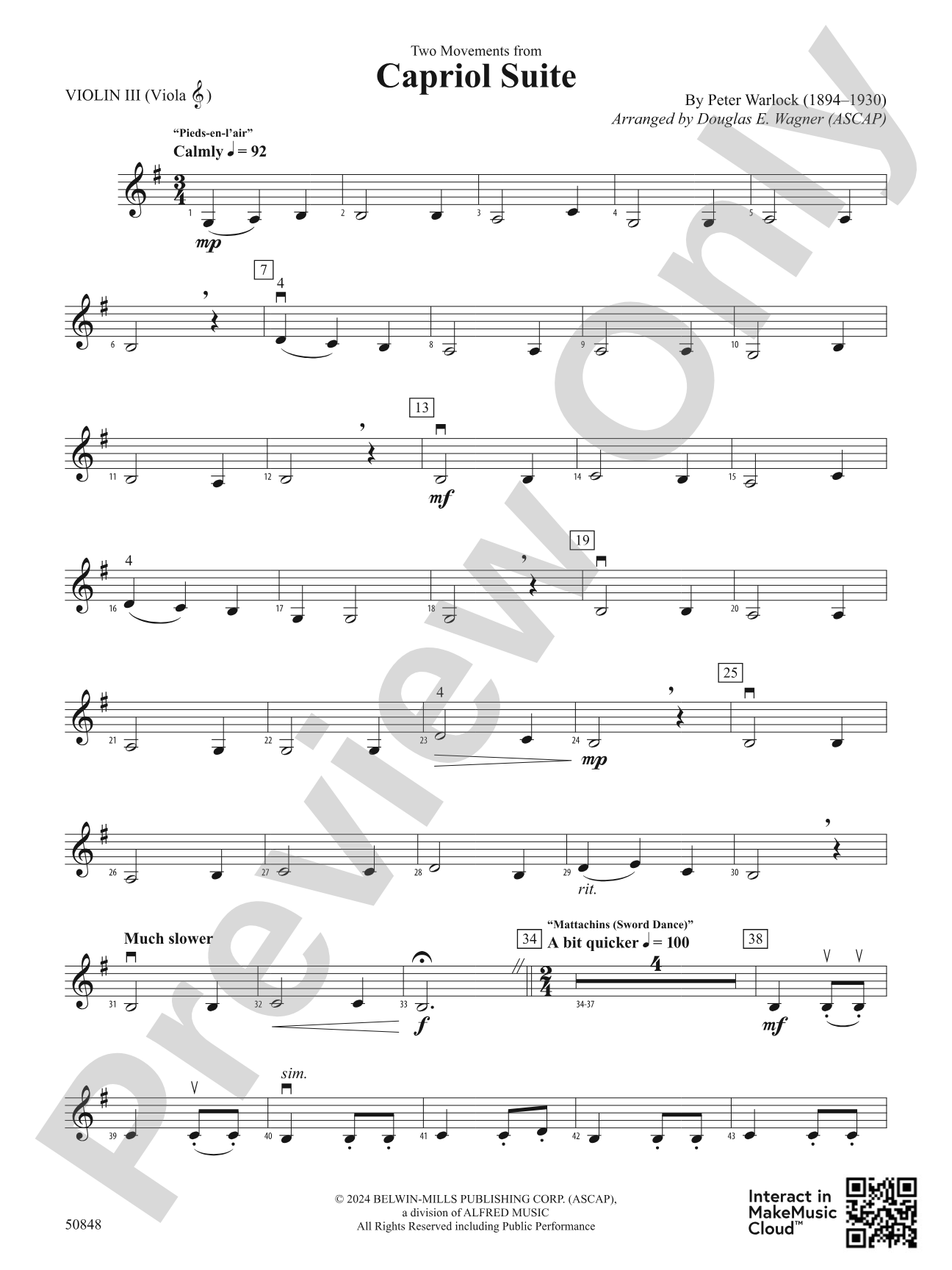 Capriol Suite: 3rd Violin (Viola [TC])