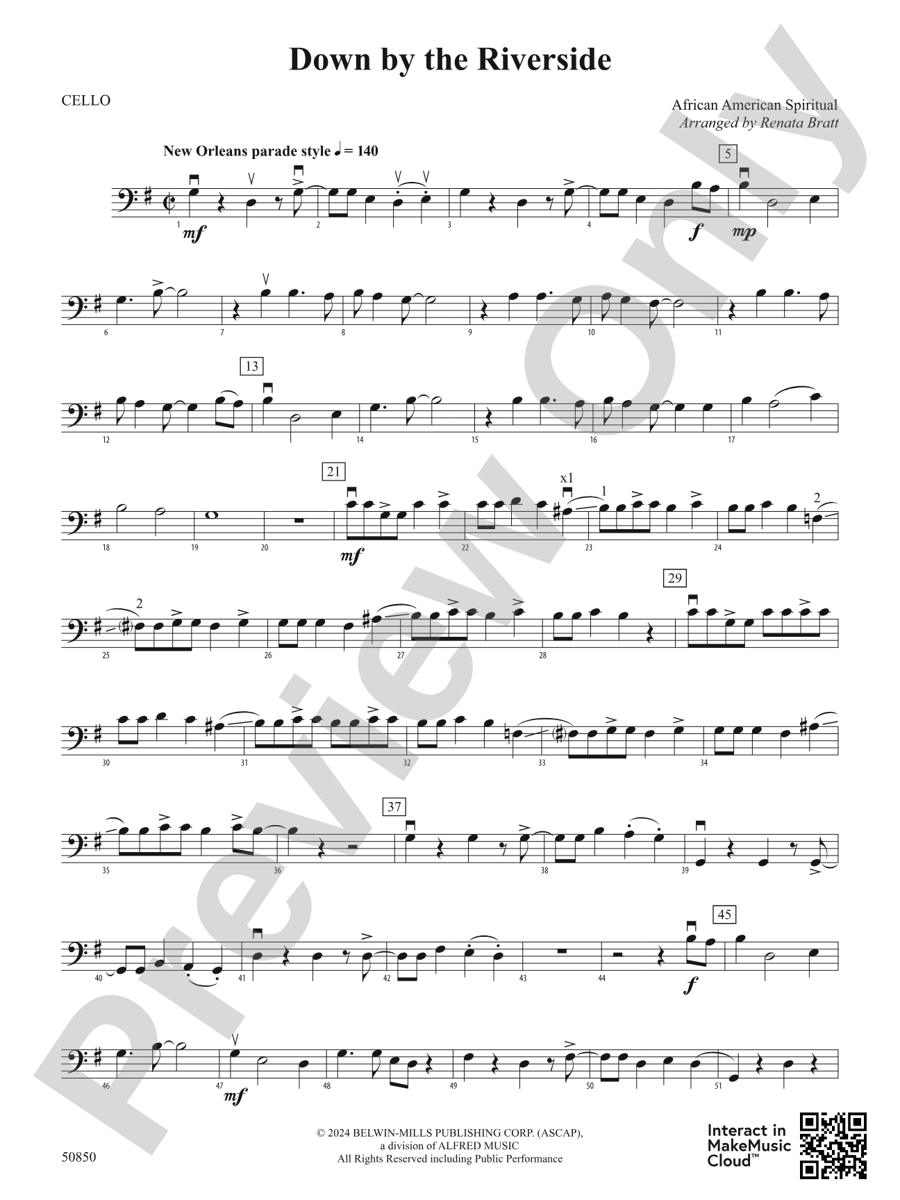 Down by the Riverside: Cello