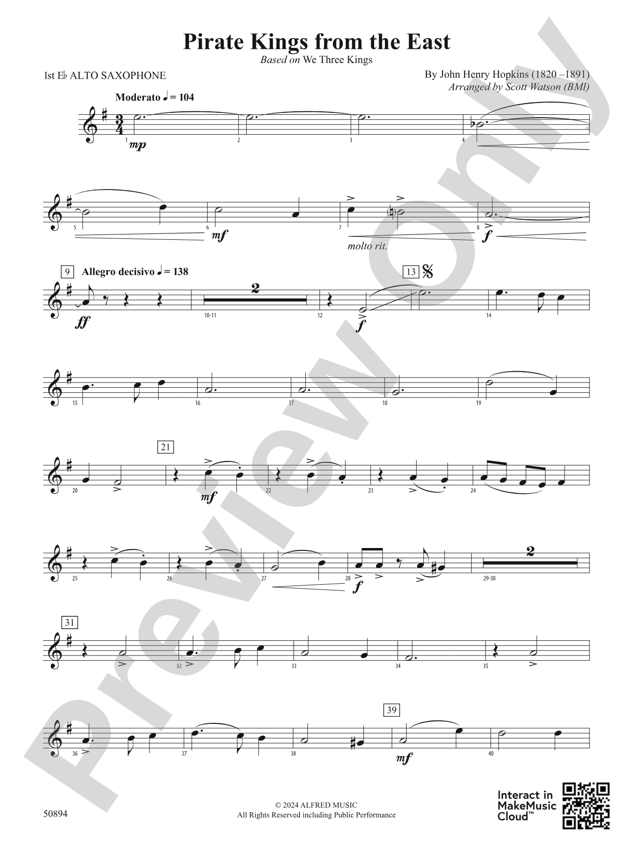 Pirate Kings from the East: E-flat Alto Saxophone