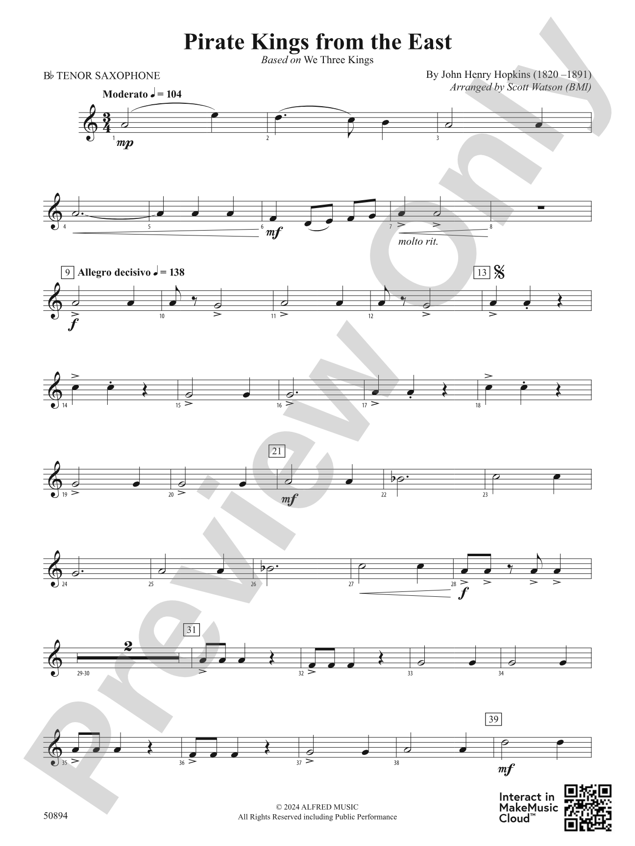 Pirate Kings from the East: B-flat Tenor Saxophone