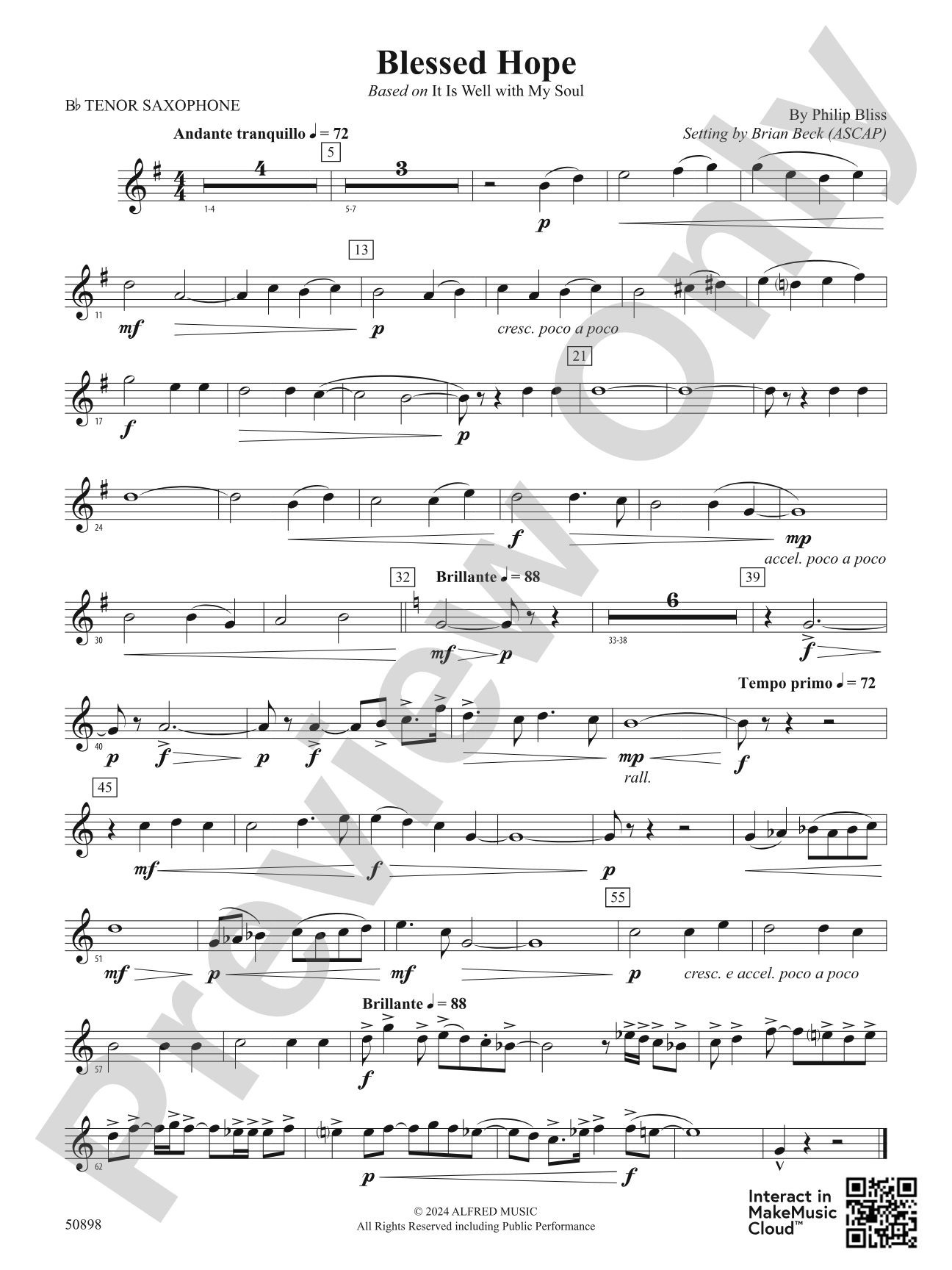 Blessed Hope: B-flat Tenor Saxophone