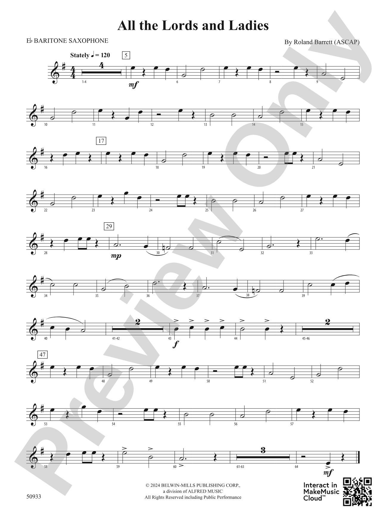 All the Lords and Ladies: E-flat Baritone Saxophone