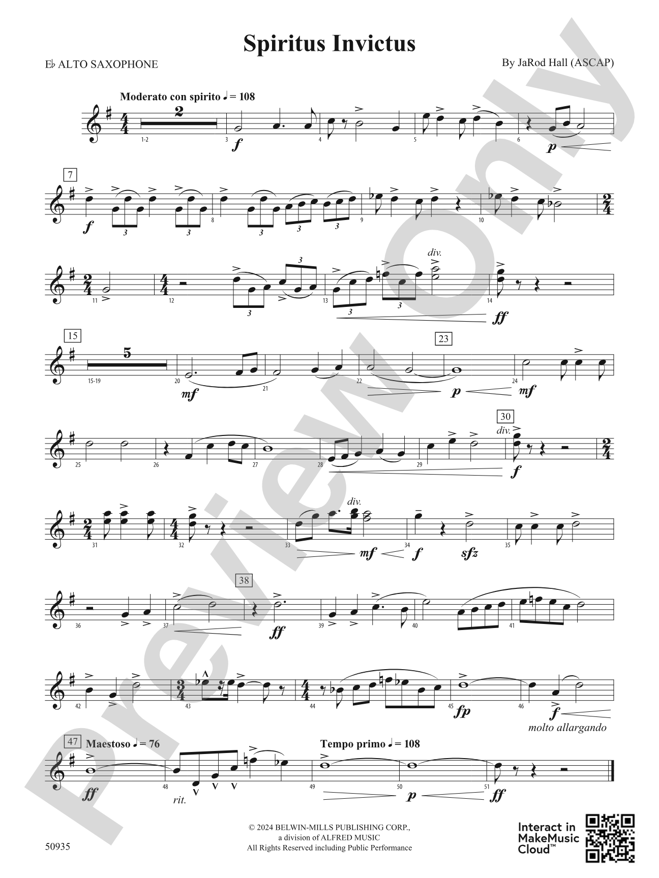 Spiritus Invictus: E-flat Alto Saxophone