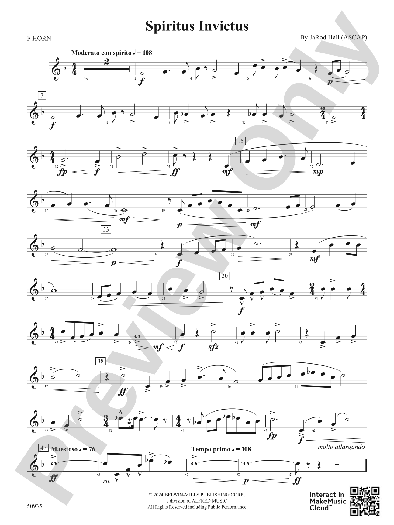 Spiritus Invictus: 1st F Horn