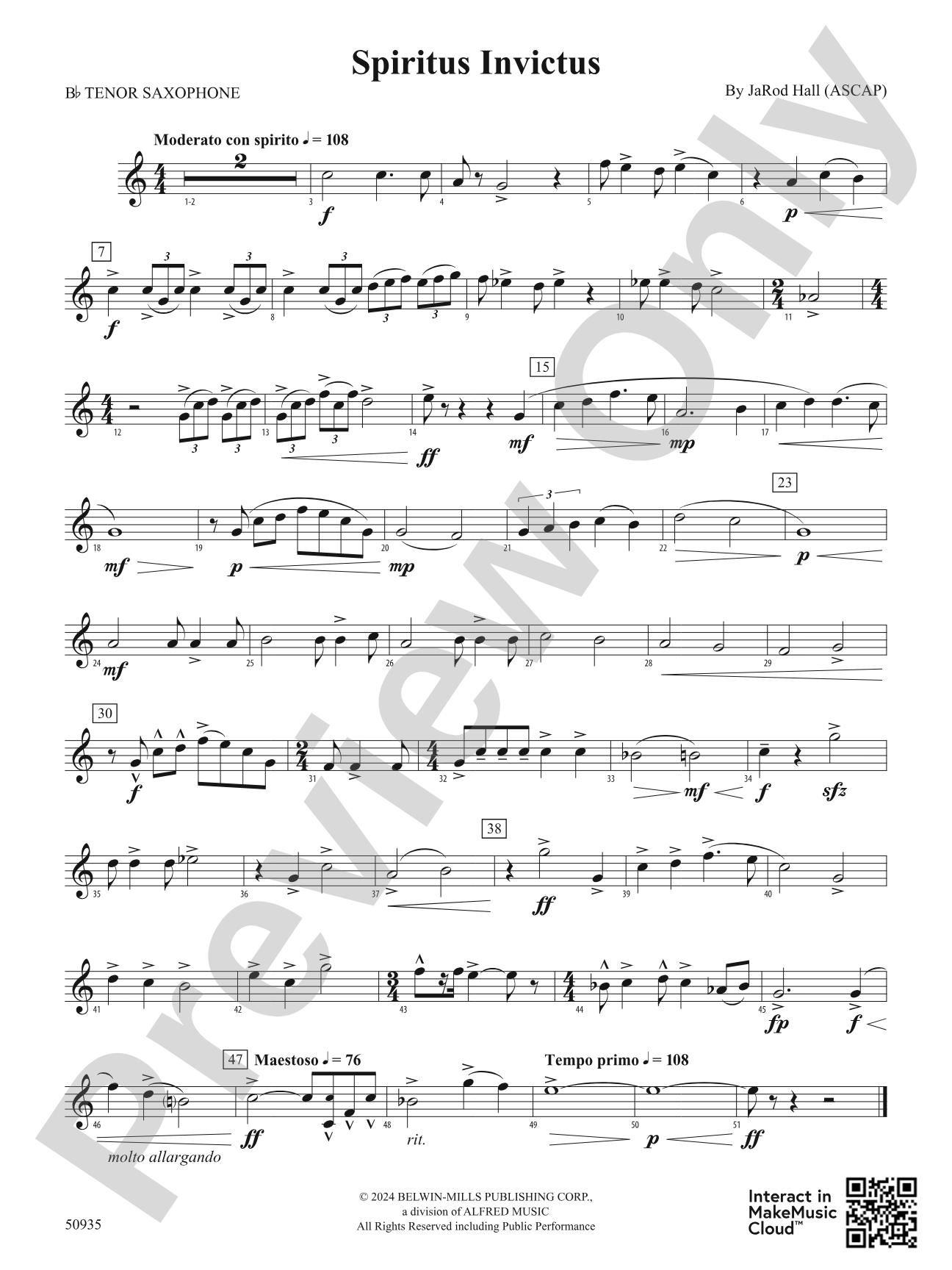 Spiritus Invictus: B-flat Tenor Saxophone