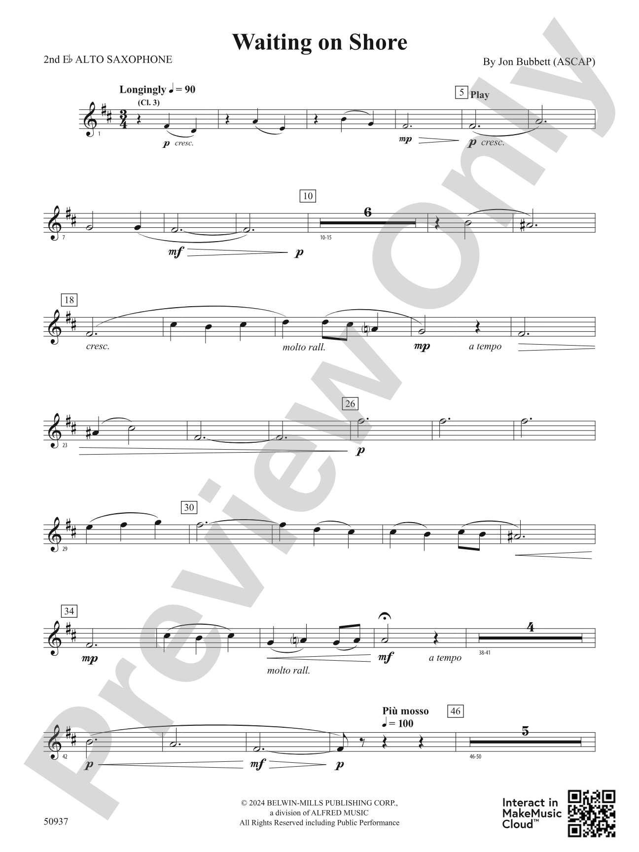 Waiting on Shore: 2nd E-flat Alto Saxophone