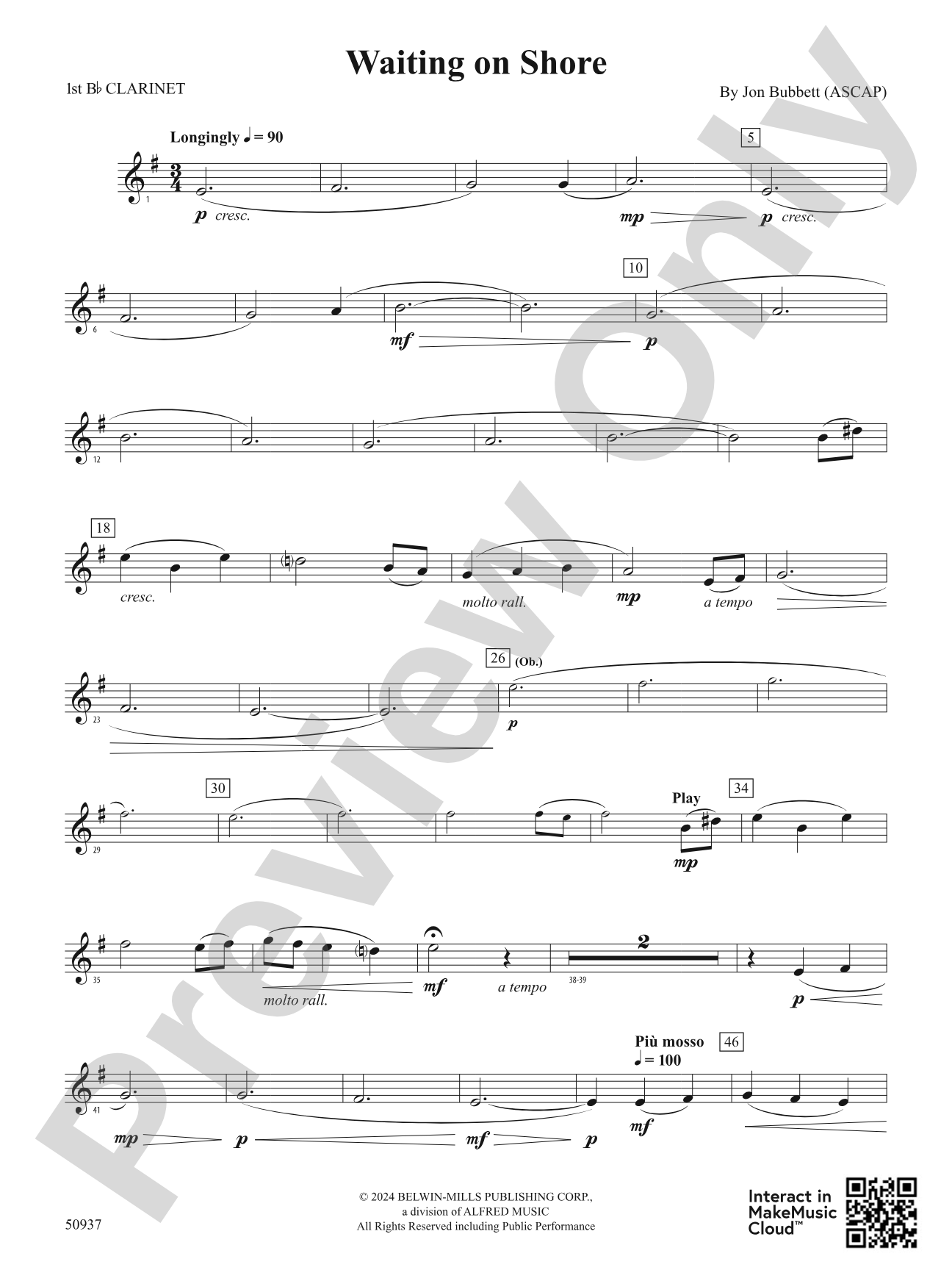 Waiting on Shore: 1st B-flat Clarinet