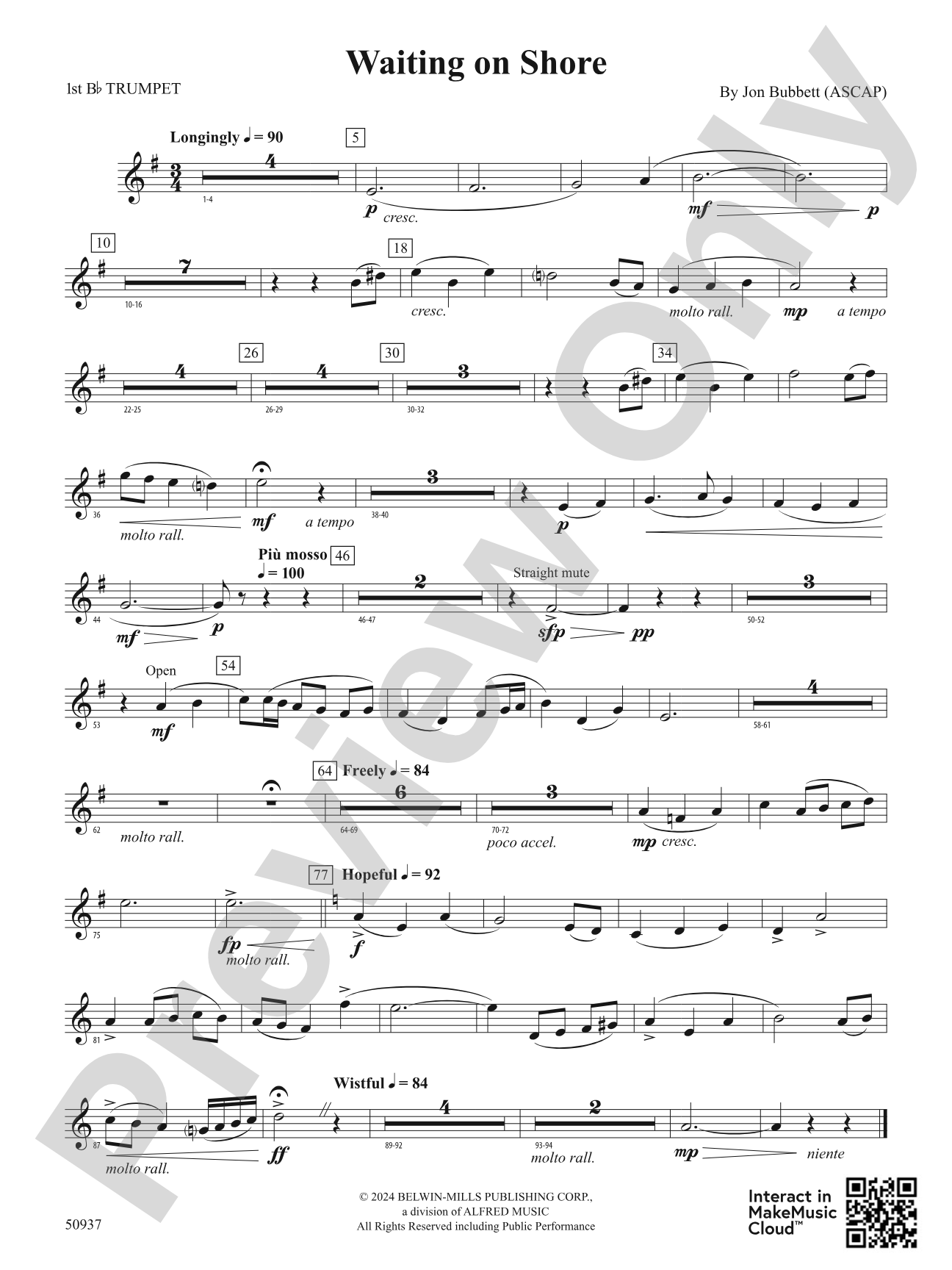 Waiting on Shore: 1st B-flat Trumpet