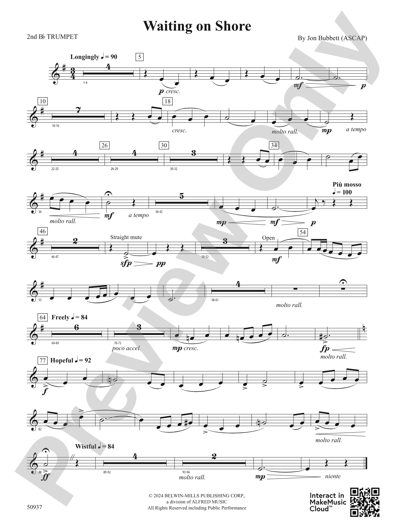 Waiting on Shore: 2nd B-flat Trumpet