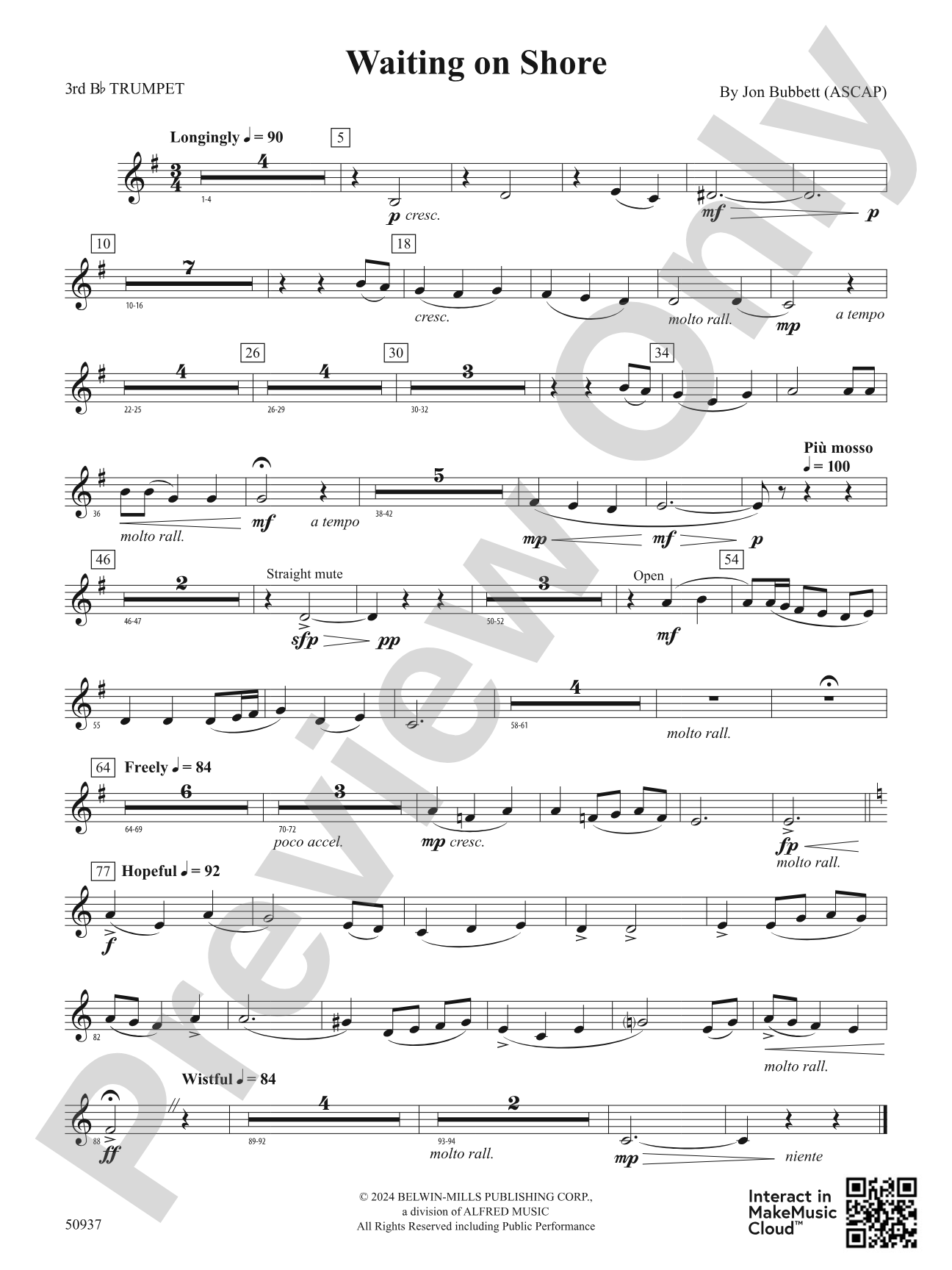 Waiting on Shore: 3rd B-flat Trumpet