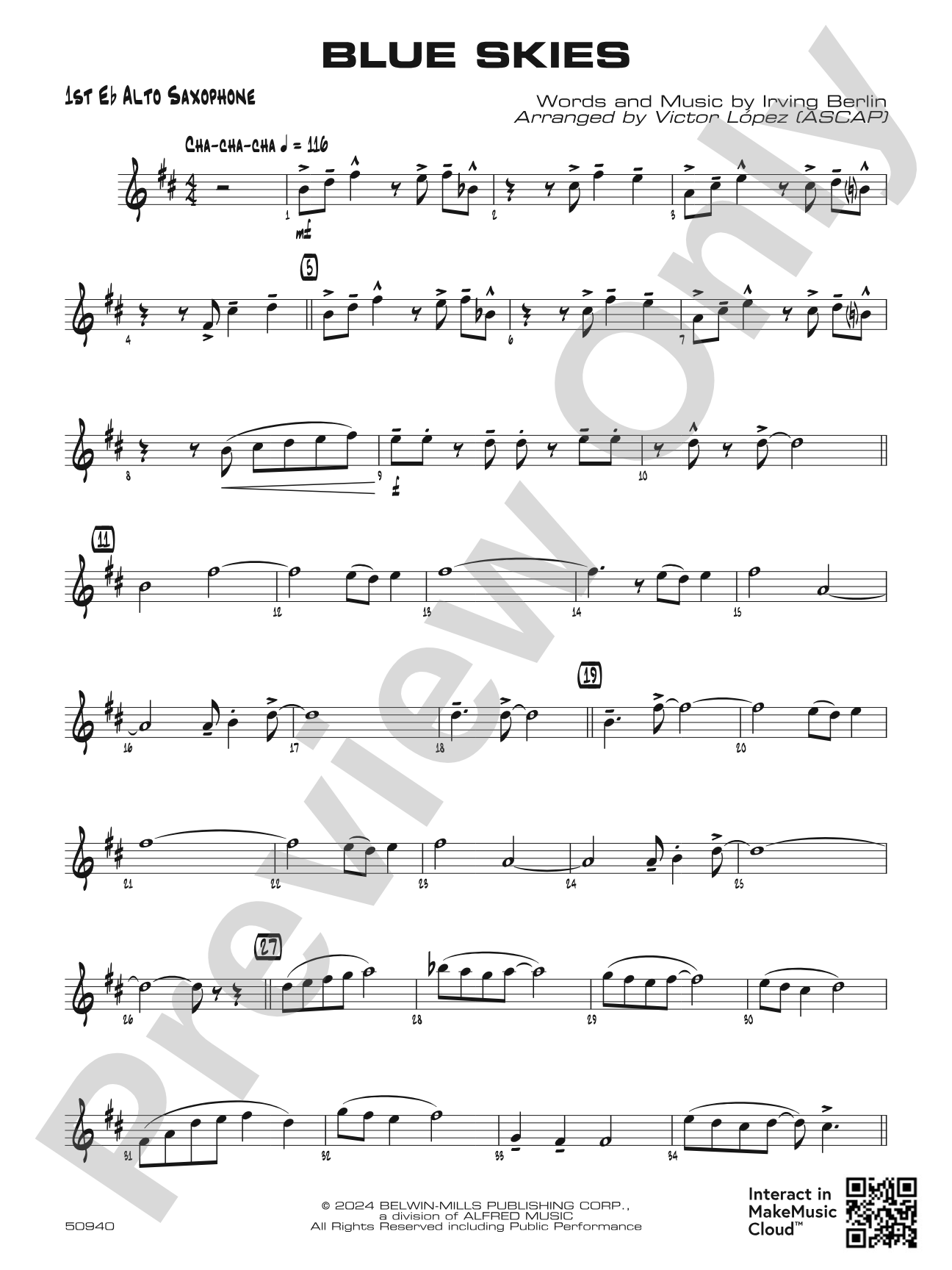 Blue Skies: E-flat Alto Saxophone