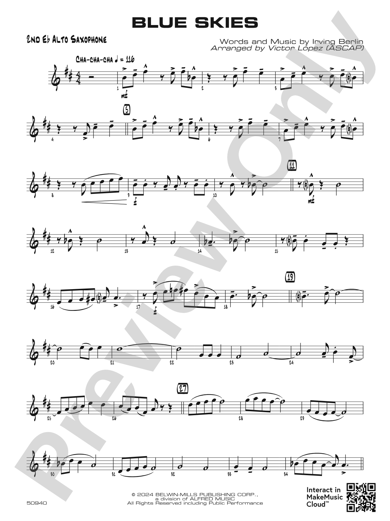 Blue Skies: 2nd E-flat Alto Saxophone