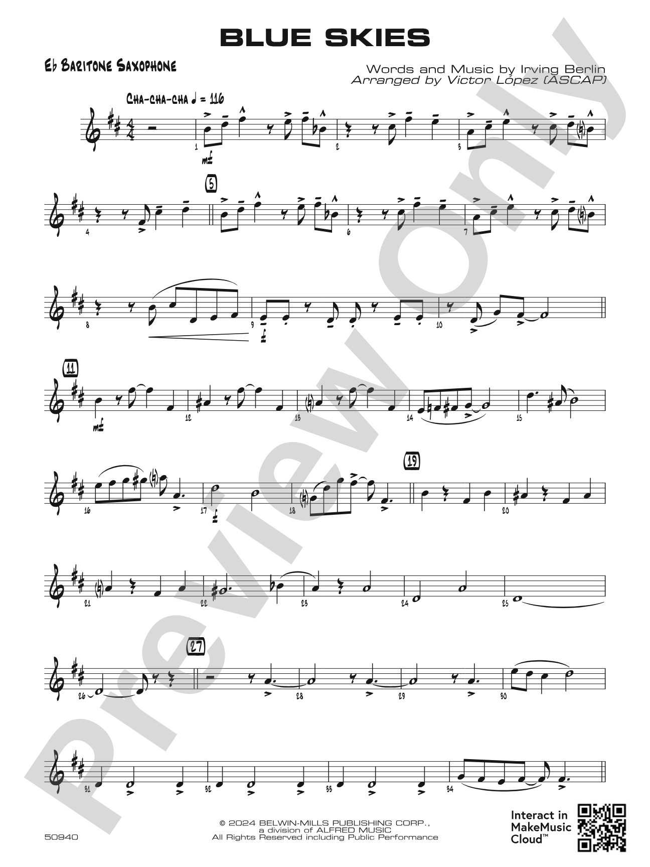 Blue Skies: E-flat Baritone Saxophone