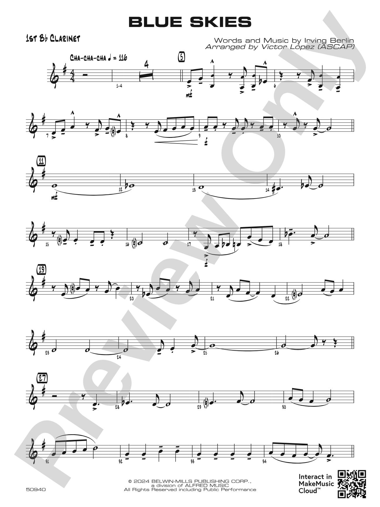 Blue Skies: 1st B-flat Clarinet