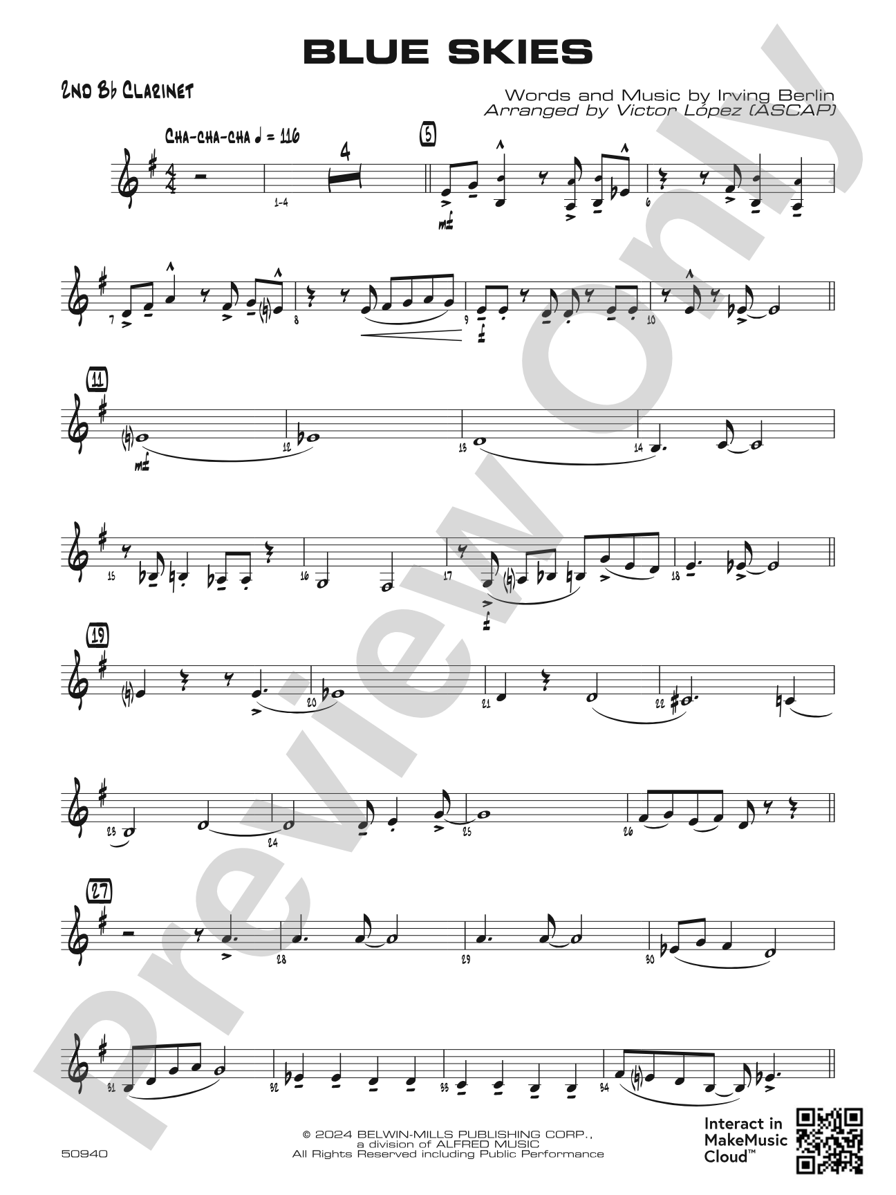 Blue Skies: 2nd B-flat Clarinet