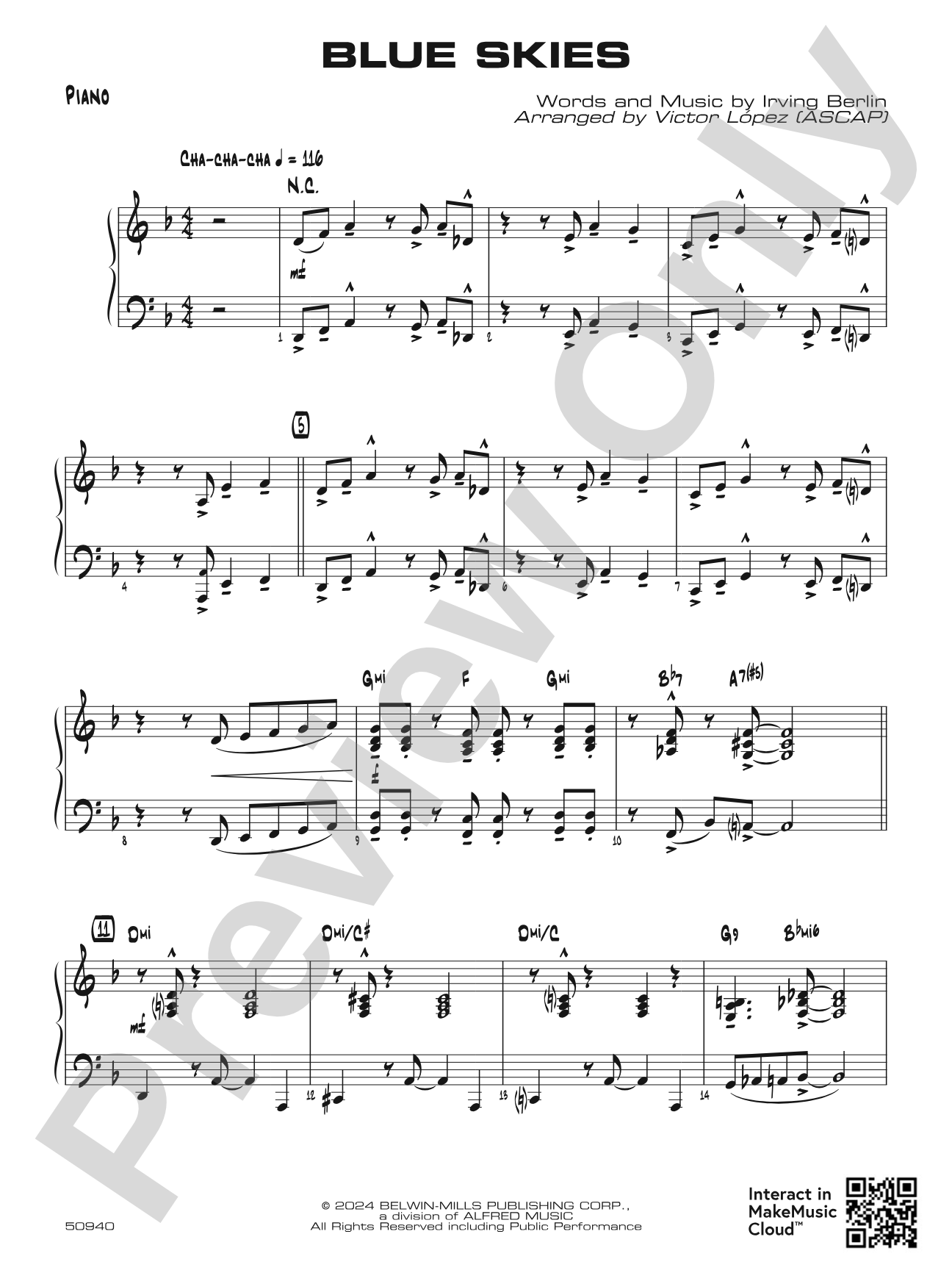 Blue Skies: Piano Accompaniment