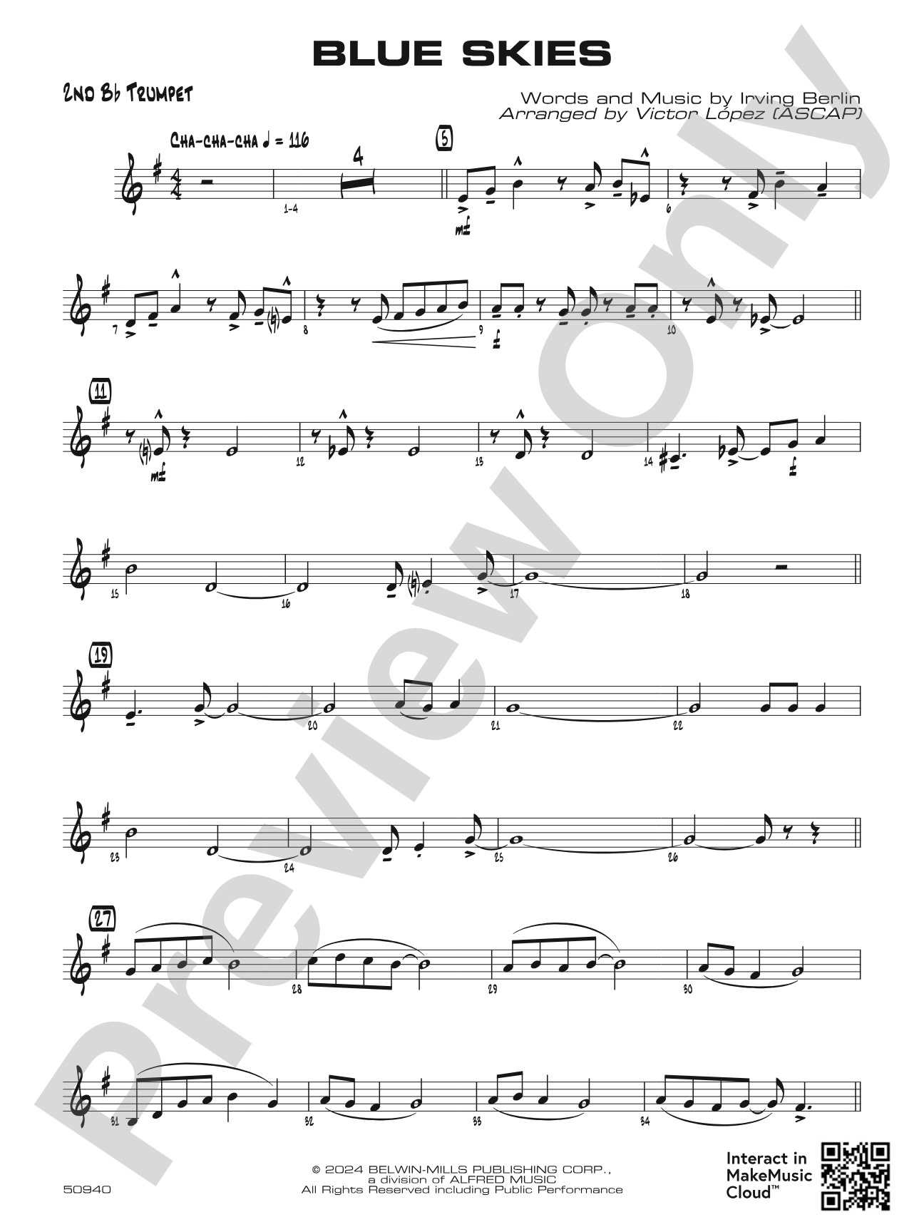 Blue Skies: 2nd B-flat Trumpet