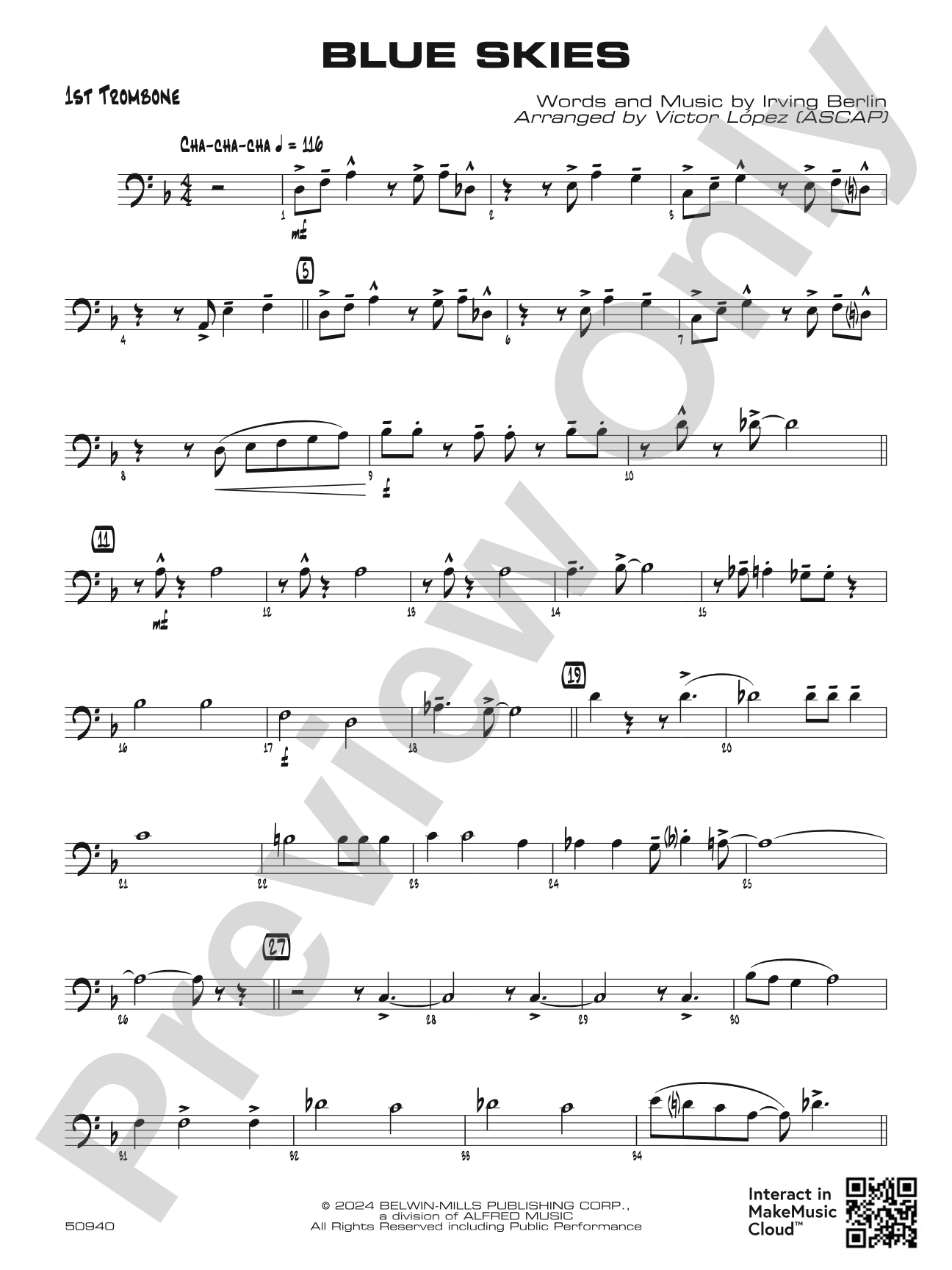 Blue Skies: 1st Trombone