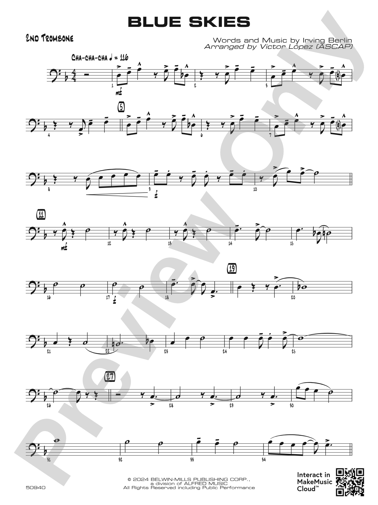 Blue Skies: 2nd Trombone