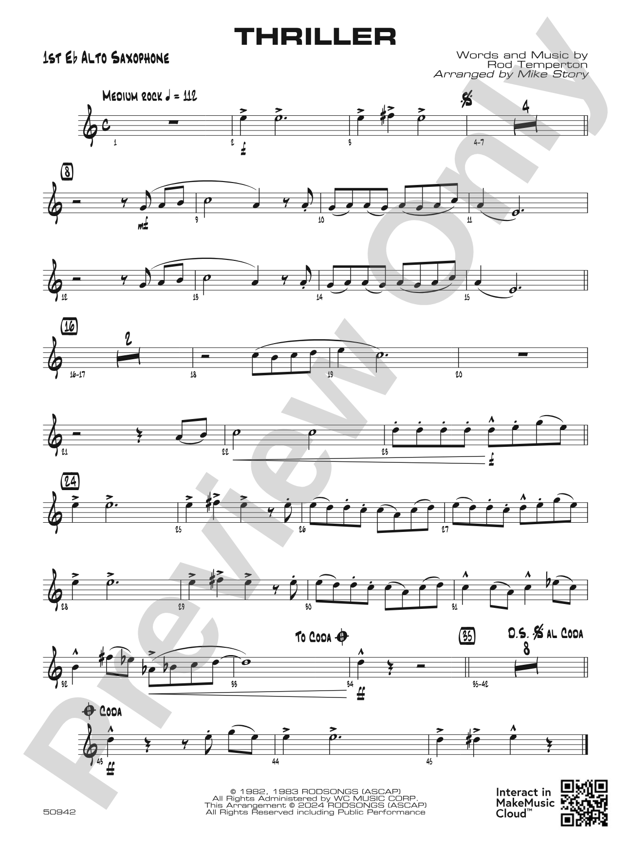 Thriller: E-flat Alto Saxophone