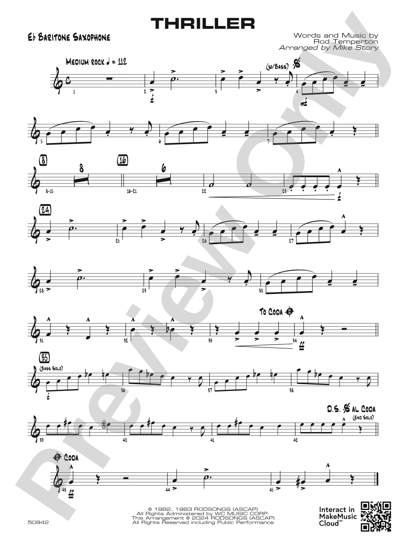 Thriller: E-flat Baritone Saxophone