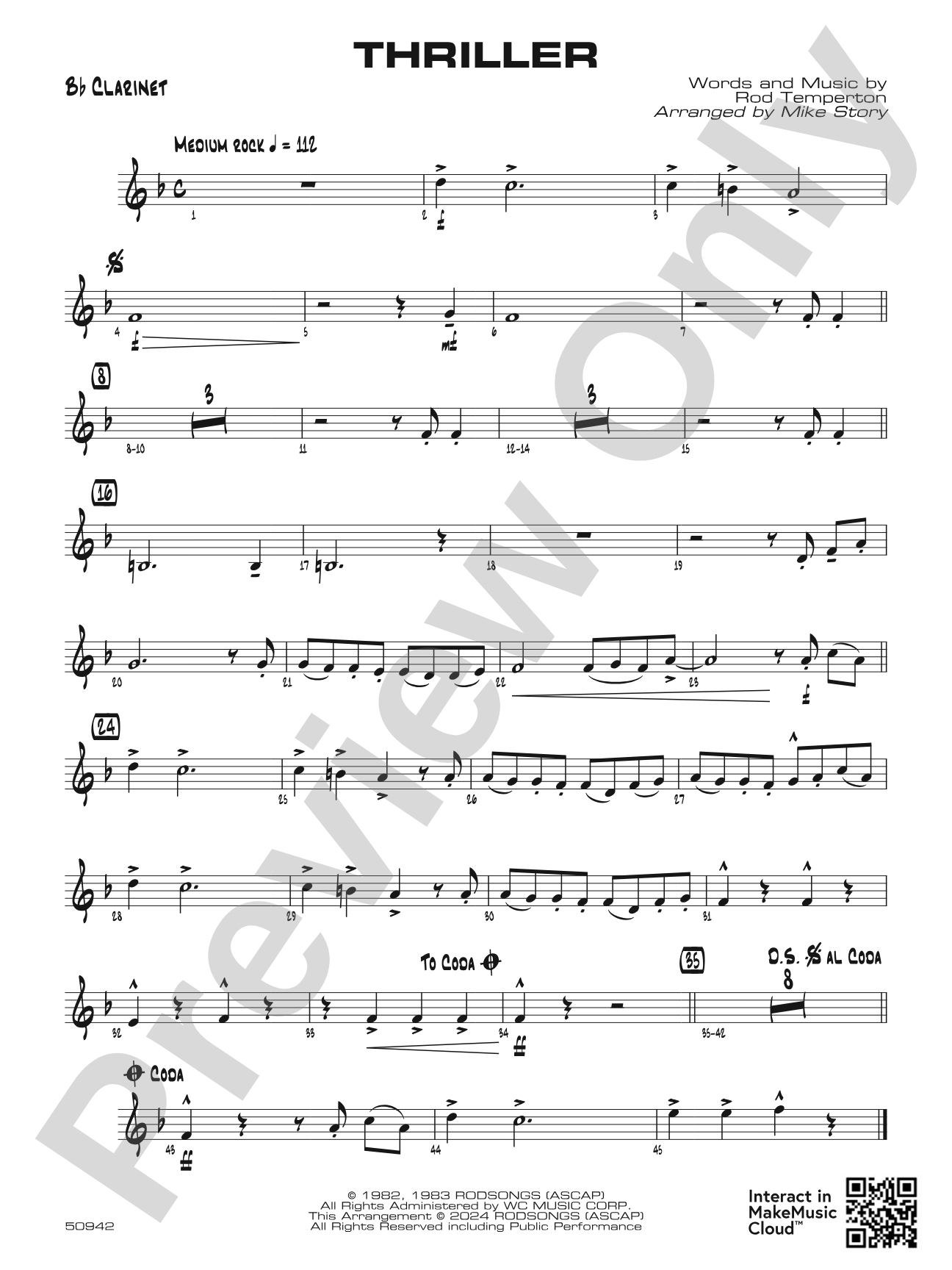Thriller: 1st B-flat Clarinet