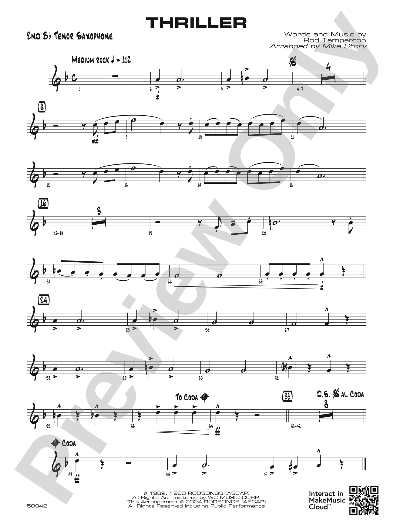 Thriller: 2nd B-flat Tenor Saxophone