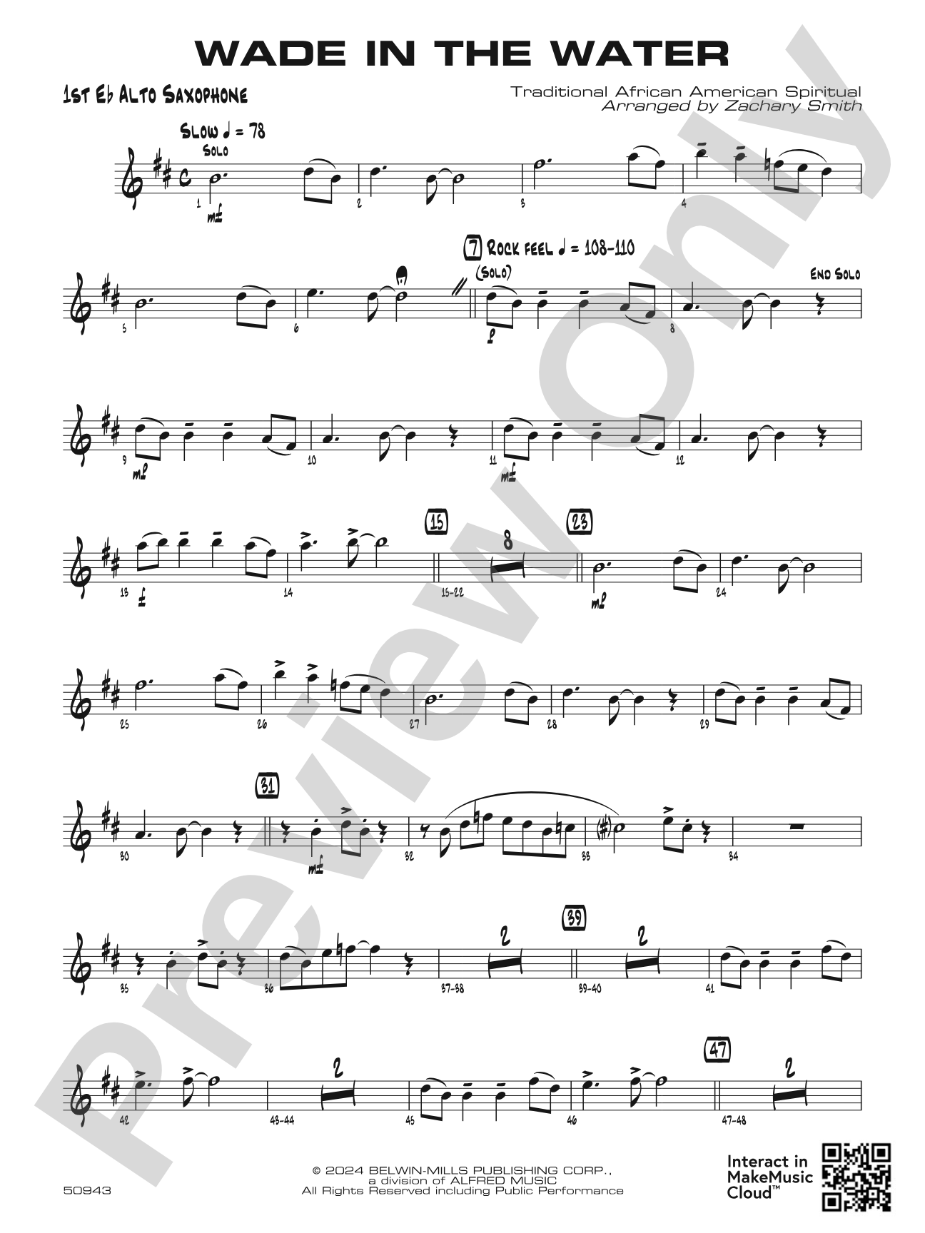 Wade in the Water: E-flat Alto Saxophone