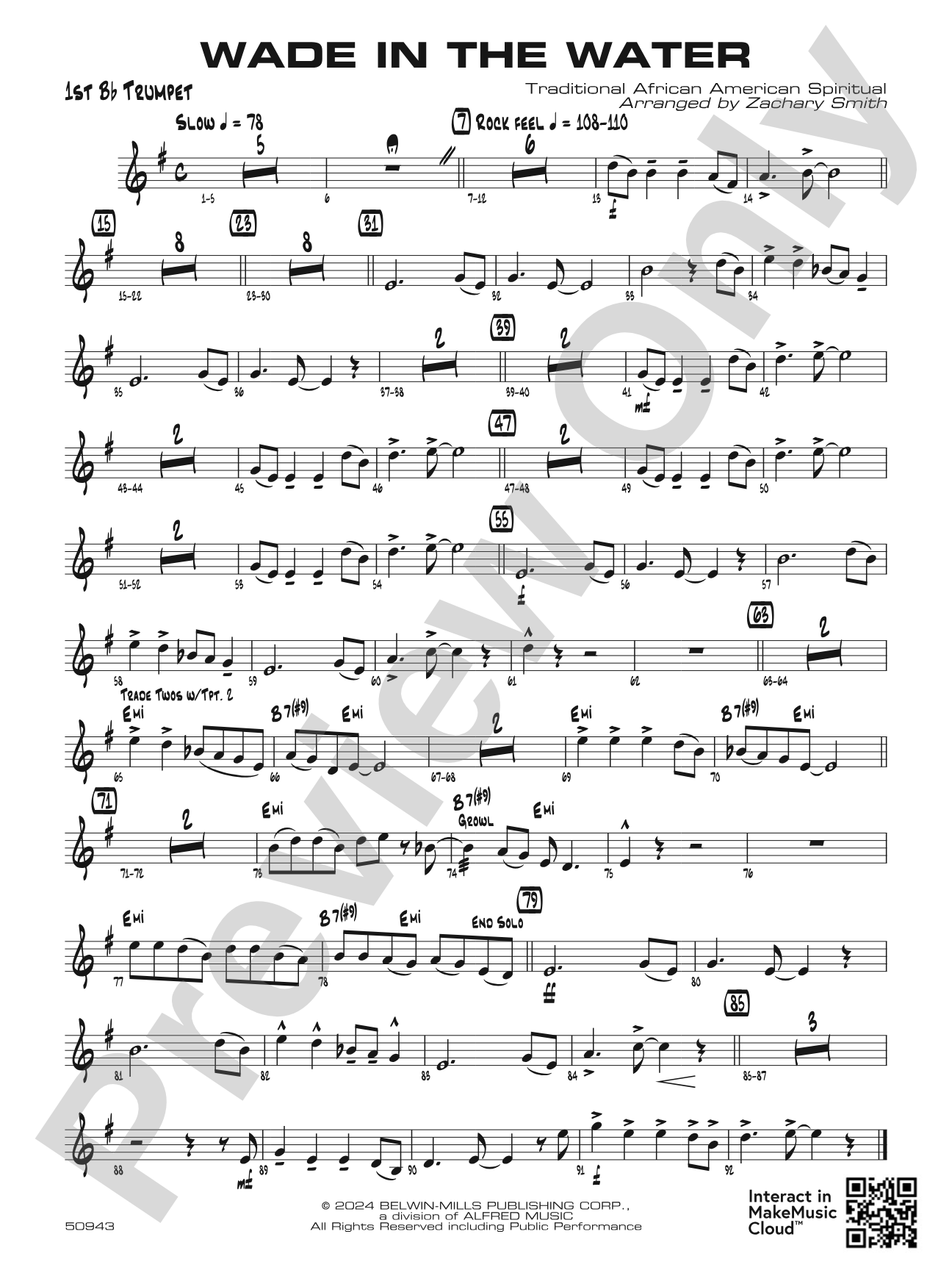 Wade in the Water: 1st B-flat Trumpet