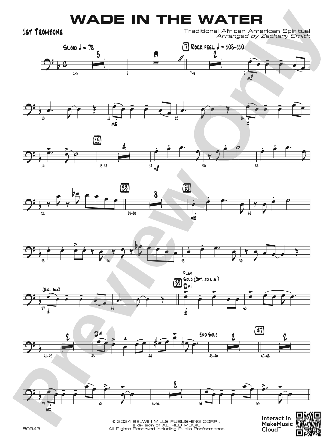 Wade in the Water: 1st Trombone
