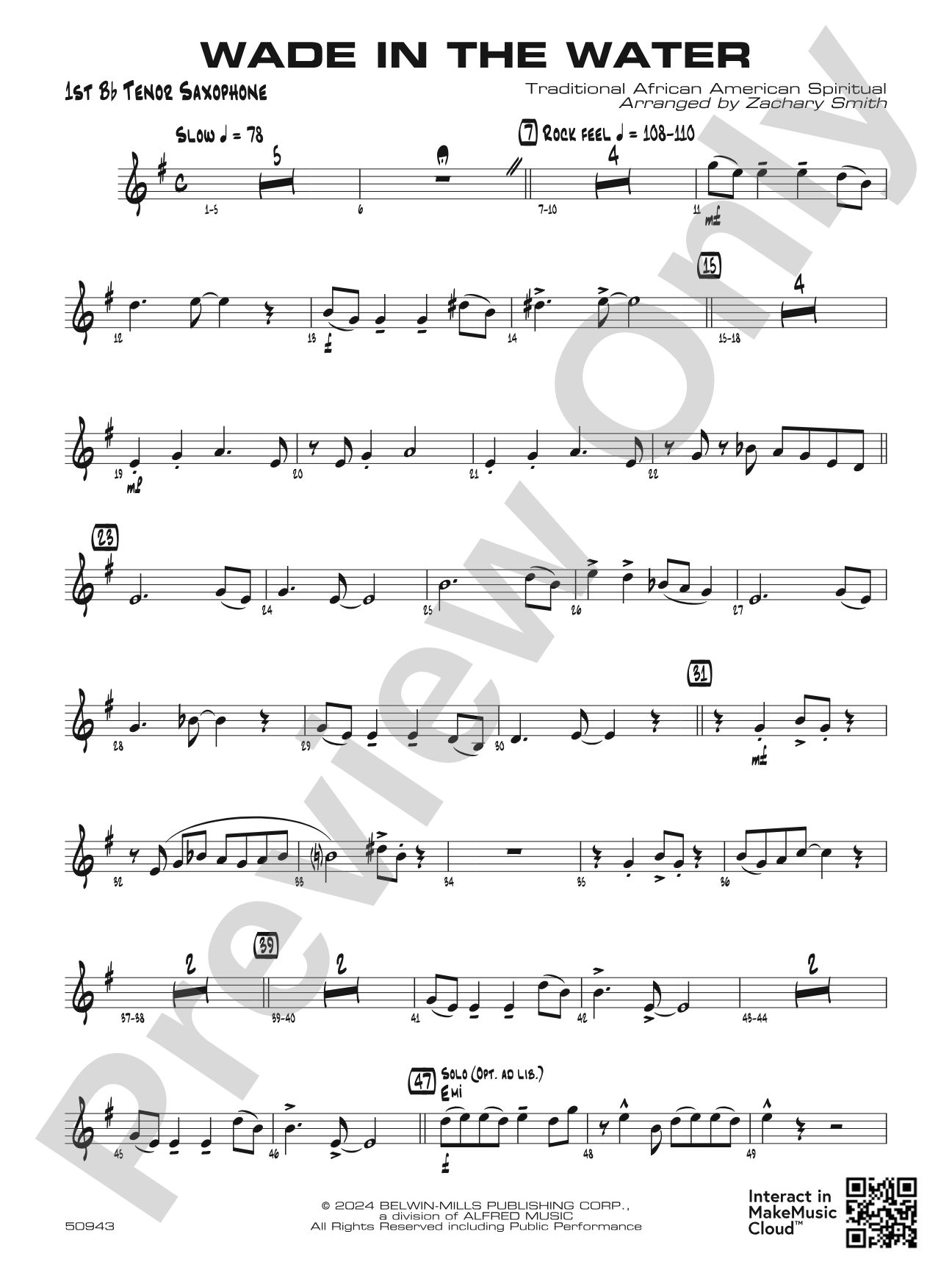 Wade in the Water: B-flat Tenor Saxophone