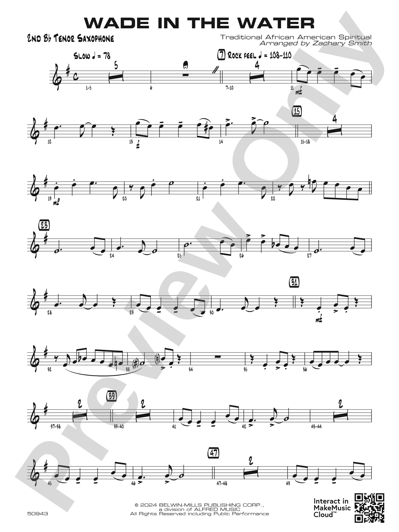 Wade in the Water: 2nd B-flat Tenor Saxophone