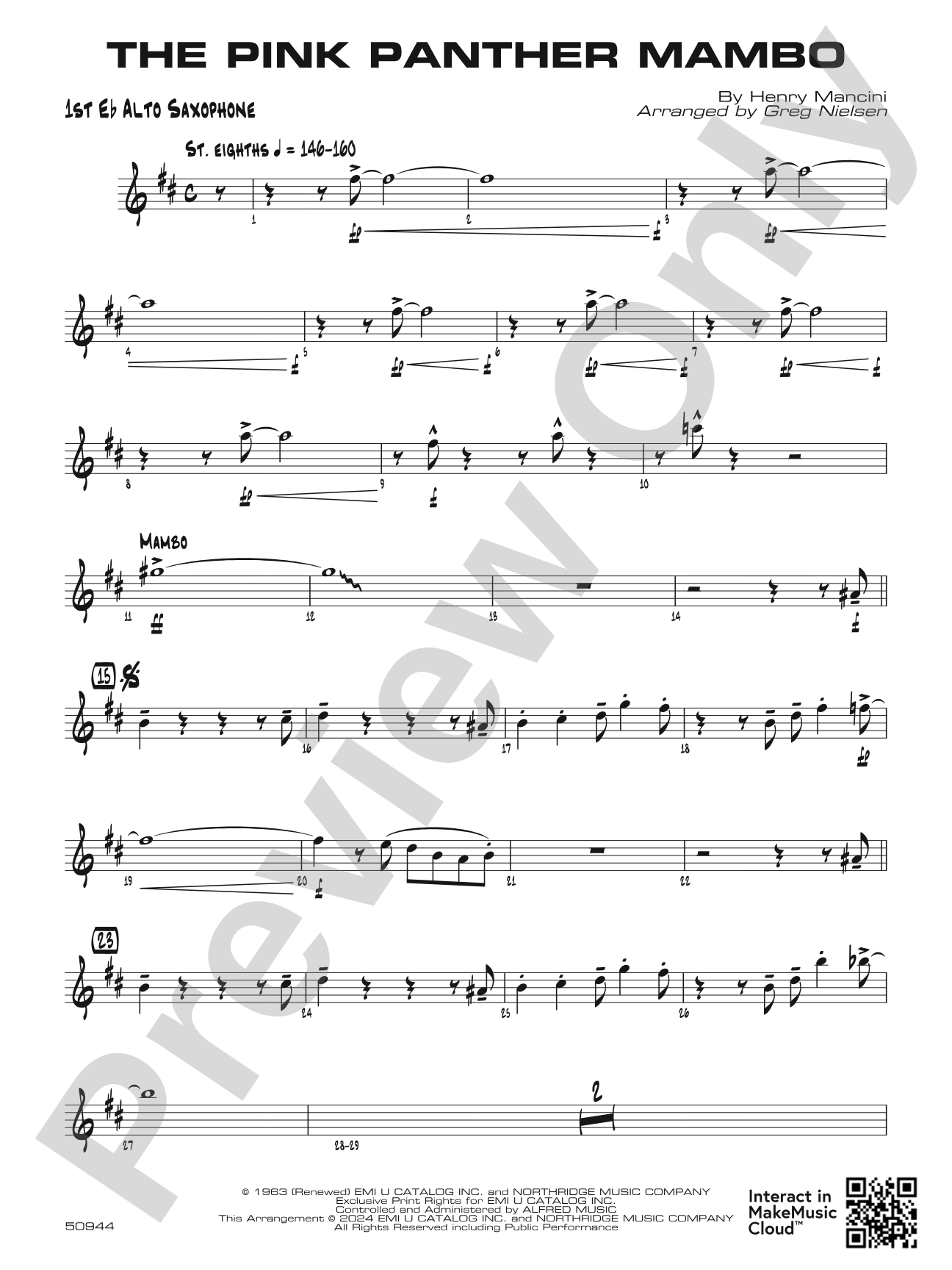 The Pink Panther Mambo: E-flat Alto Saxophone