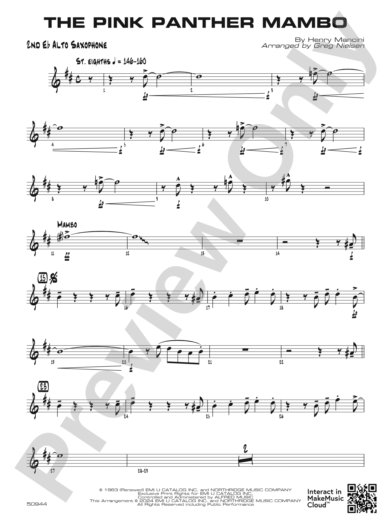 The Pink Panther Mambo: 2nd E-flat Alto Saxophone