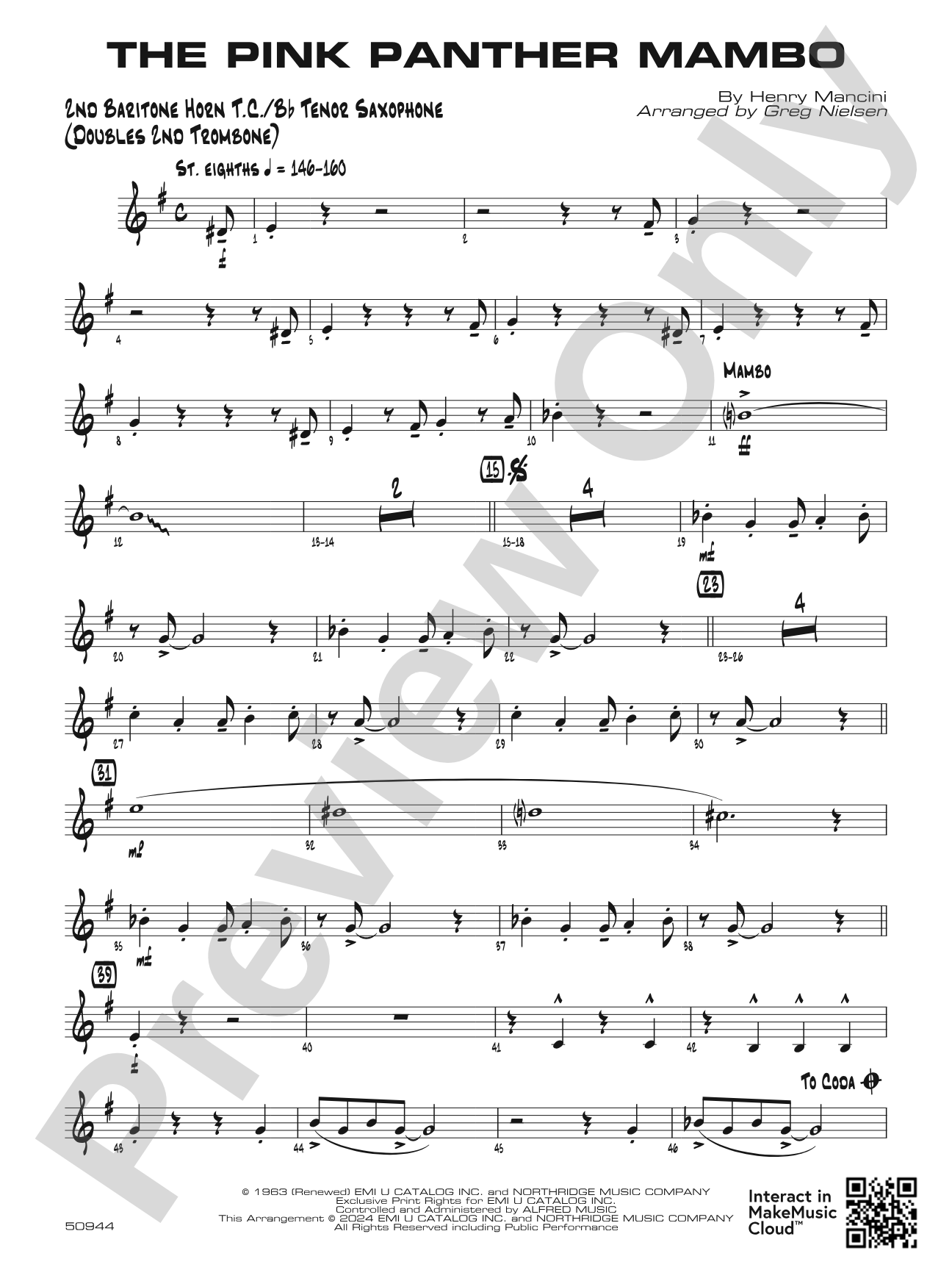 The Pink Panther Mambo: 2nd Baritone T.C.