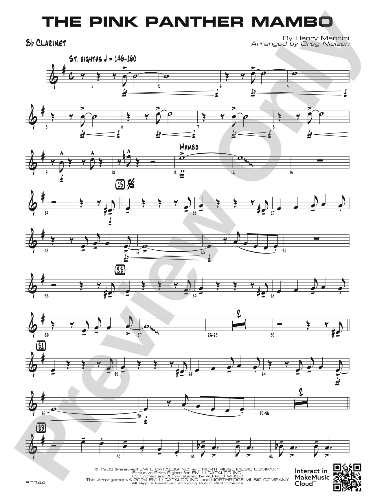 The Pink Panther Mambo: 1st B-flat Clarinet