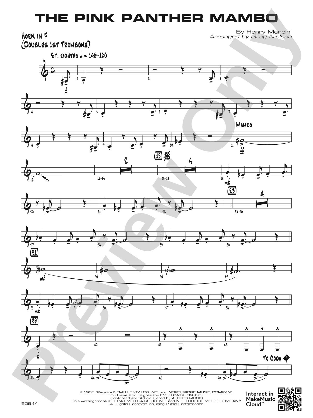 The Pink Panther Mambo: 1st F Horn