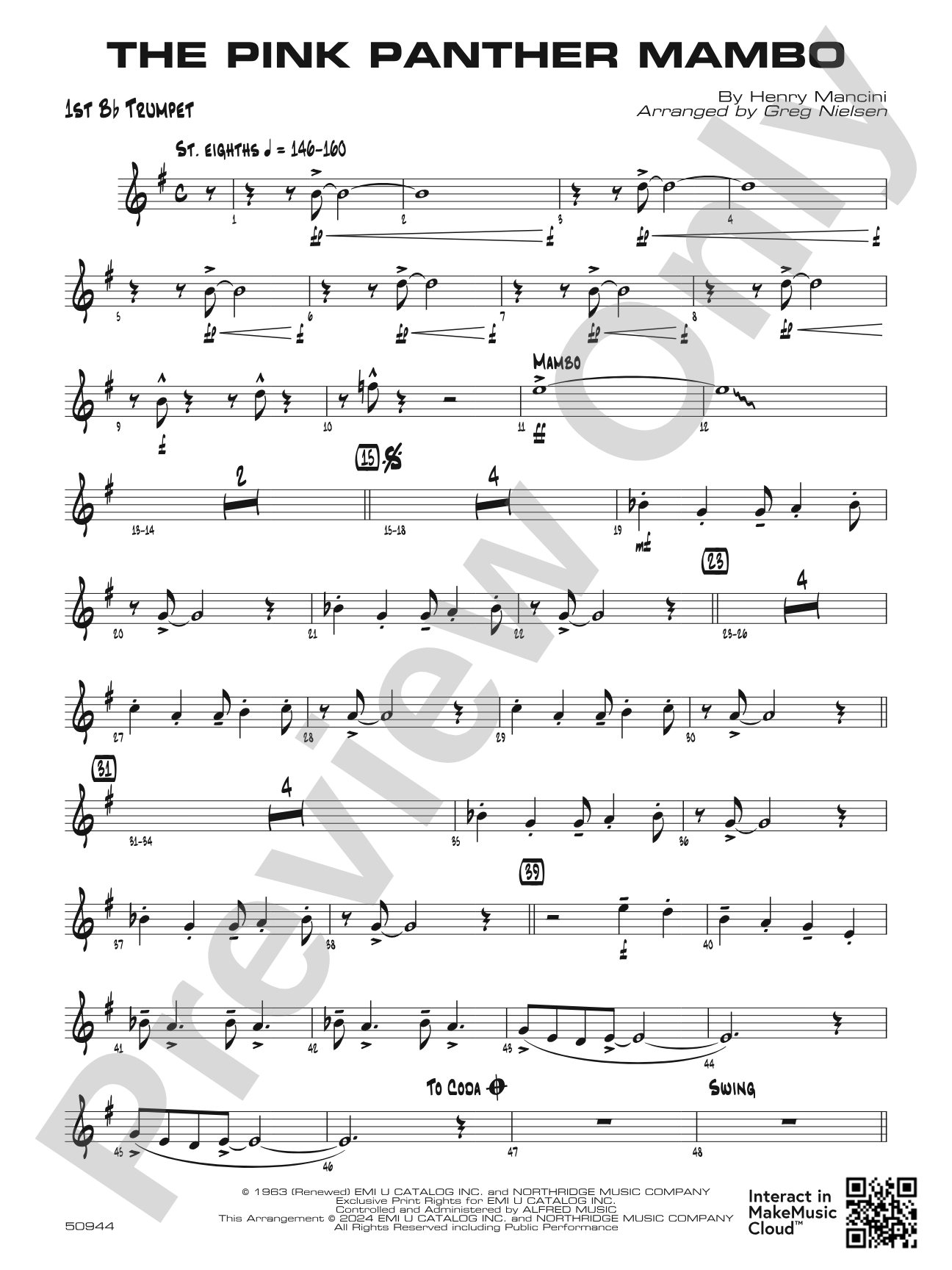 The Pink Panther Mambo: 1st B-flat Trumpet