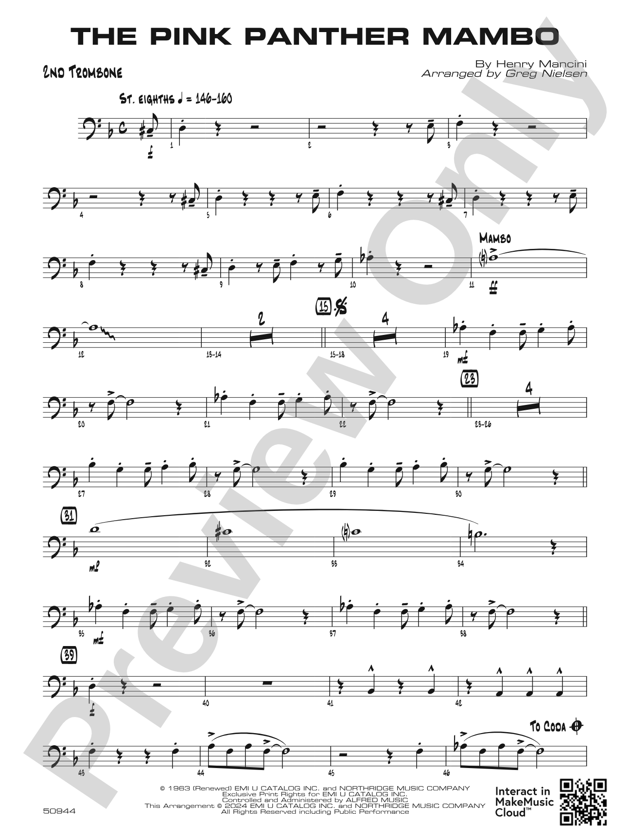 The Pink Panther Mambo: 2nd Trombone