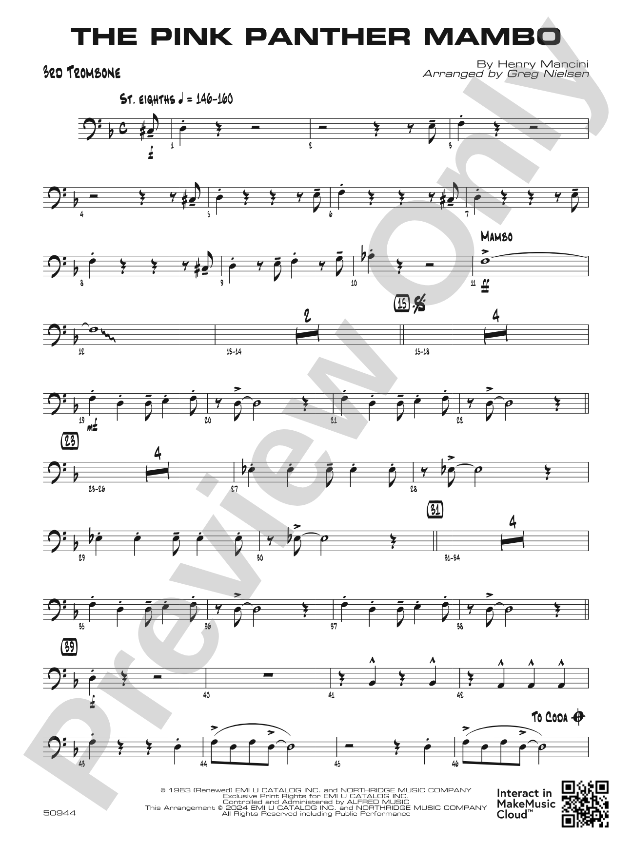 The Pink Panther Mambo: 3rd Trombone
