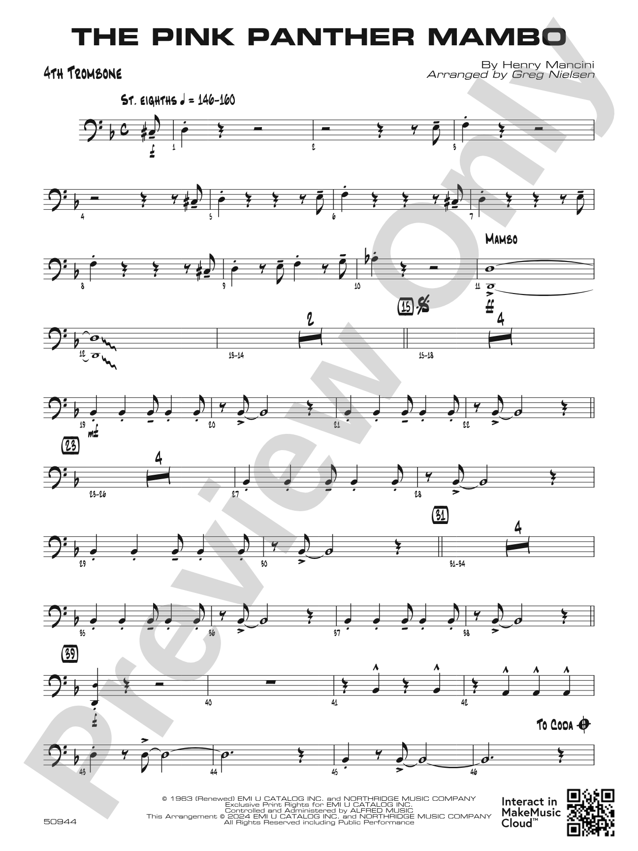 The Pink Panther Mambo: 4th Trombone