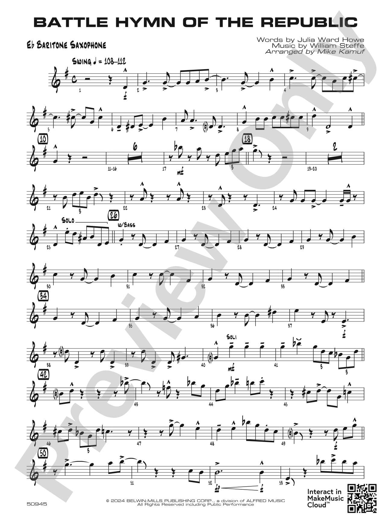 Battle Hymn of the Republic: E-flat Baritone Saxophone