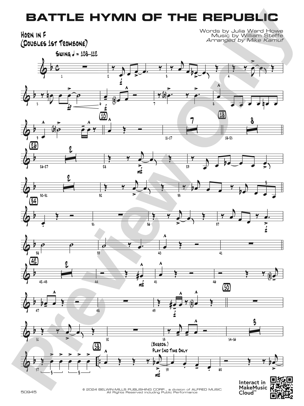 Battle Hymn of the Republic: 1st F Horn